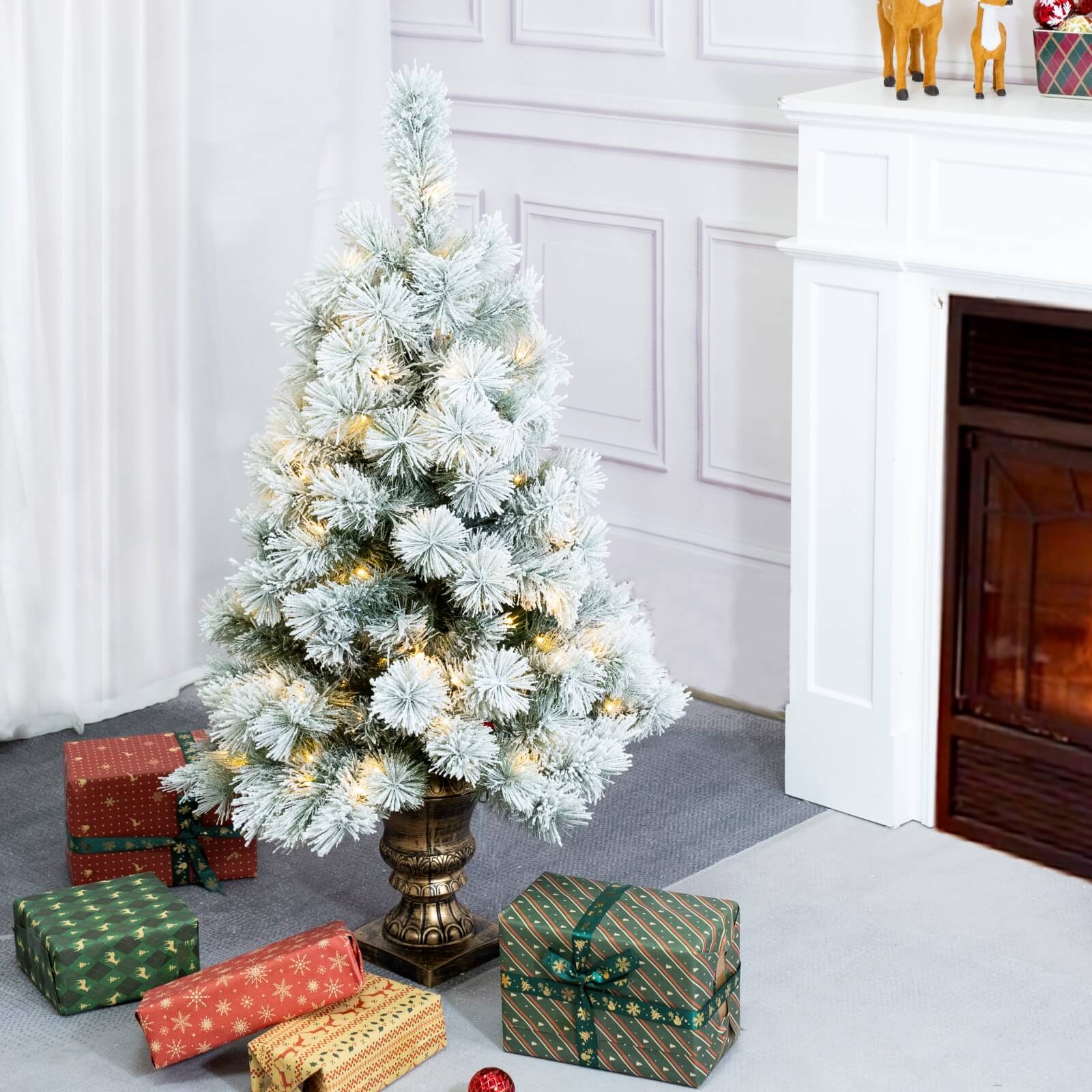 4FT Snow-Flocked Mini Christmas Tree(PJT-2508) - Abrihome