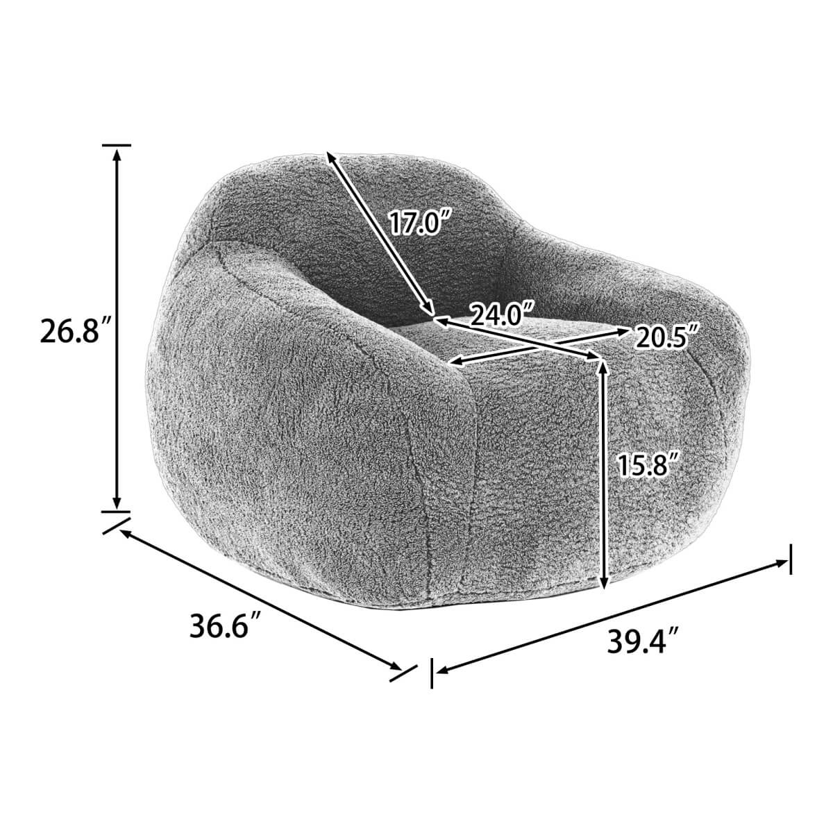 Bean Bag Chair for Adults, Memory Foam Bean Bag Sofa with Armrests