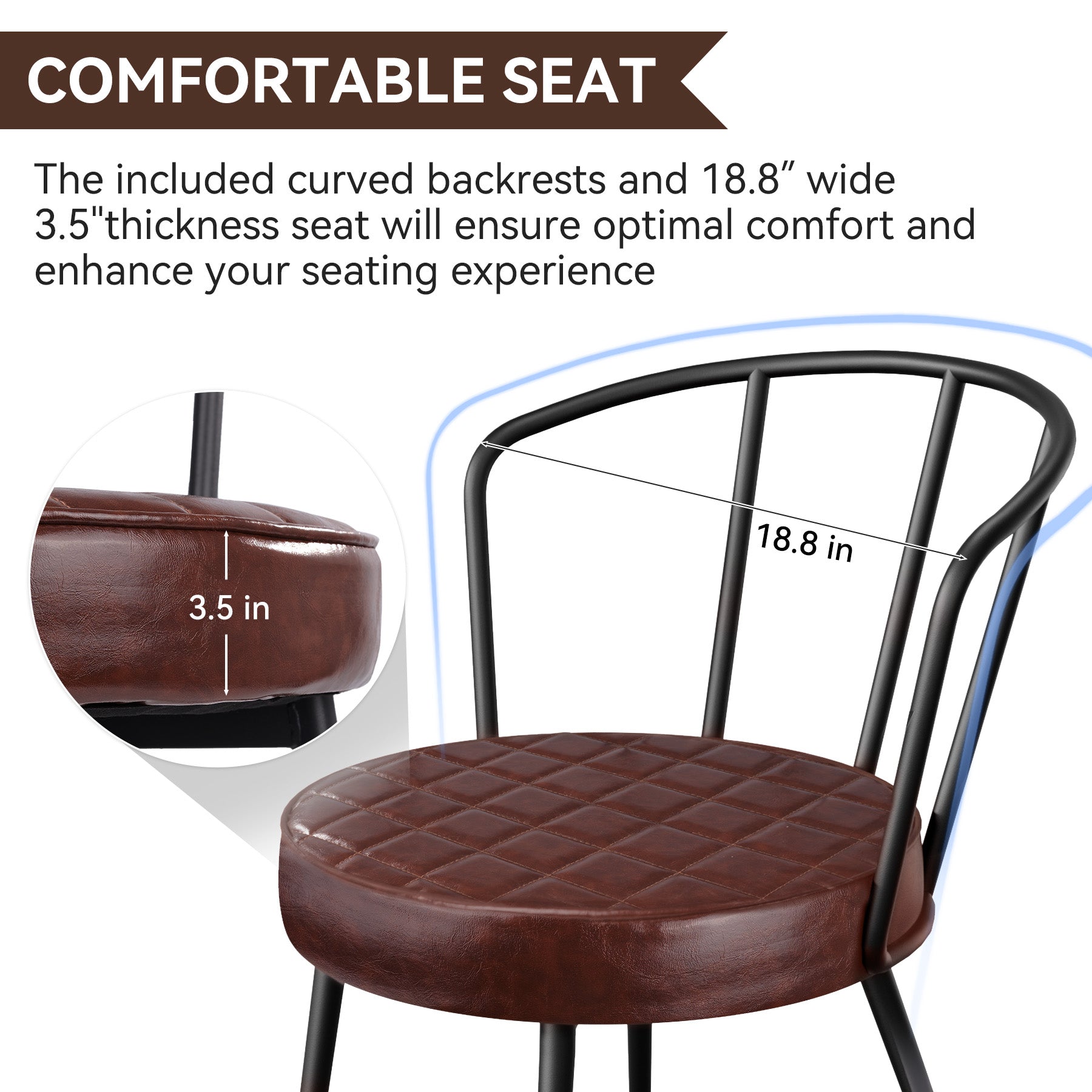 Dining Chair with Curved Backrest – Multiple Colors, 330 lbs Weight Capacity, Soft Cushion, Stylish and Waterproof