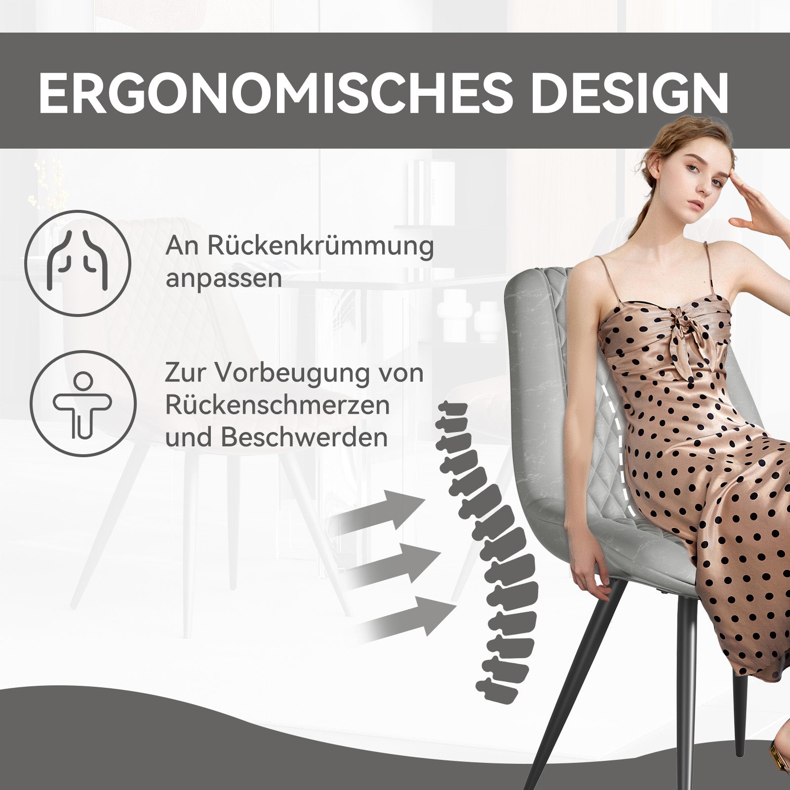 Ergonomic Dining Chair – 300 lbs Weight Capacity, Sturdy and Stable, Stylish and Comfortable, Easy to Assemble