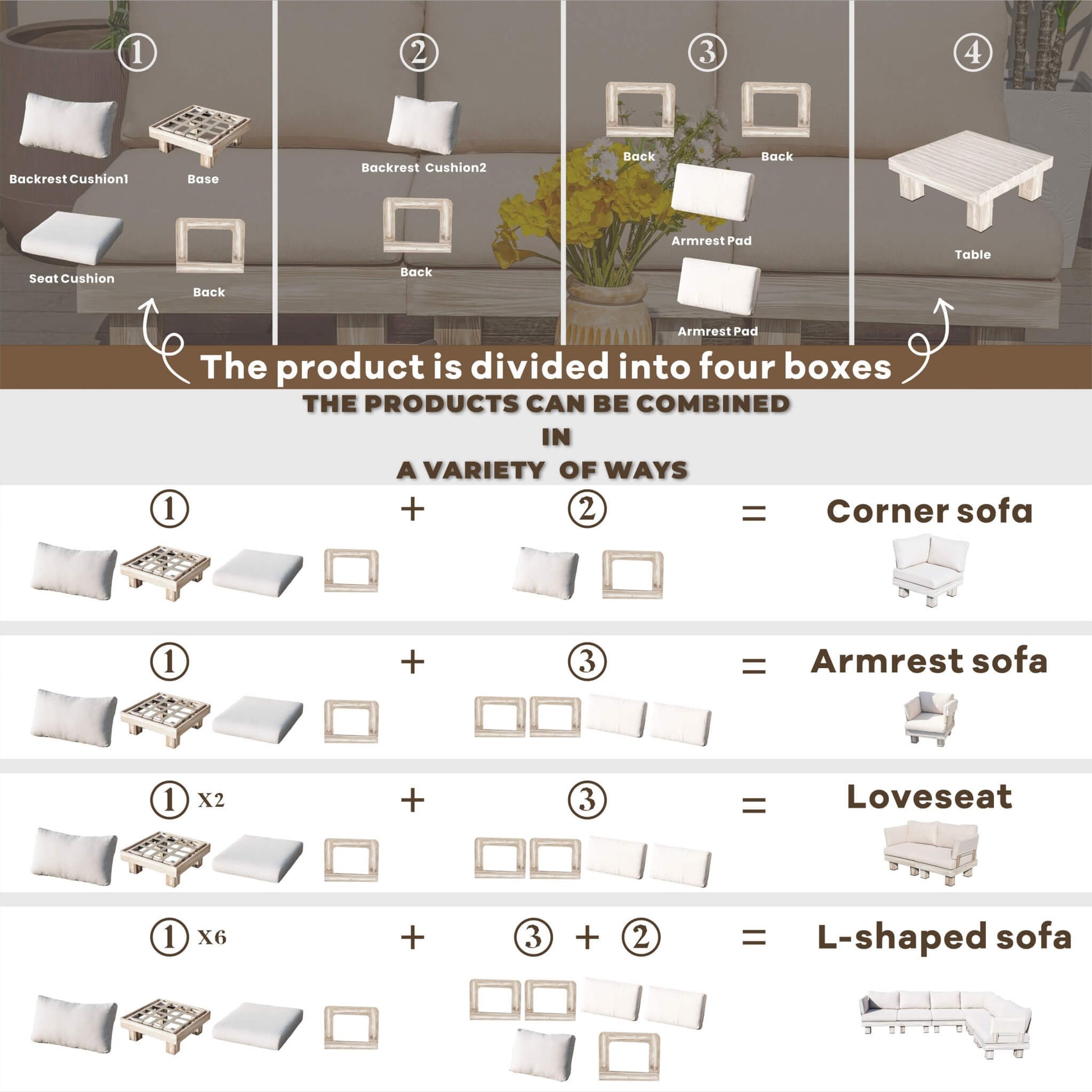 3-Seat Outdoor Patio Sofa Set (PAS-2510-3S-SET) - Abrihome