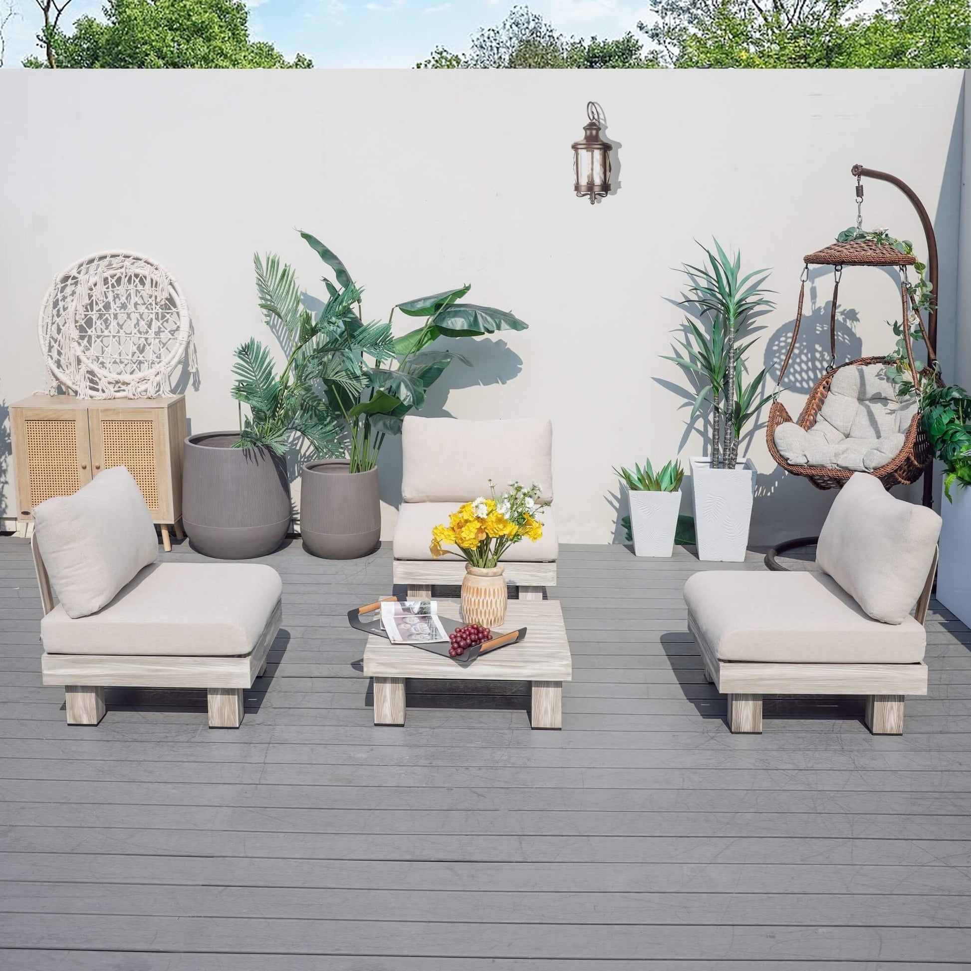 Armless 3-Seat Patio Sofa Set (PAS-2510-3S-Armless-SET) - Abrihome