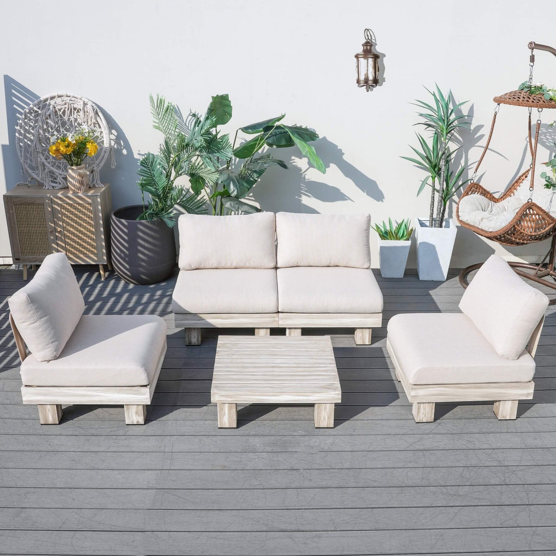 Armless 4-Seat Patio Sofa Set (PAS-2510-4S-Armless-SET) - Abrihome