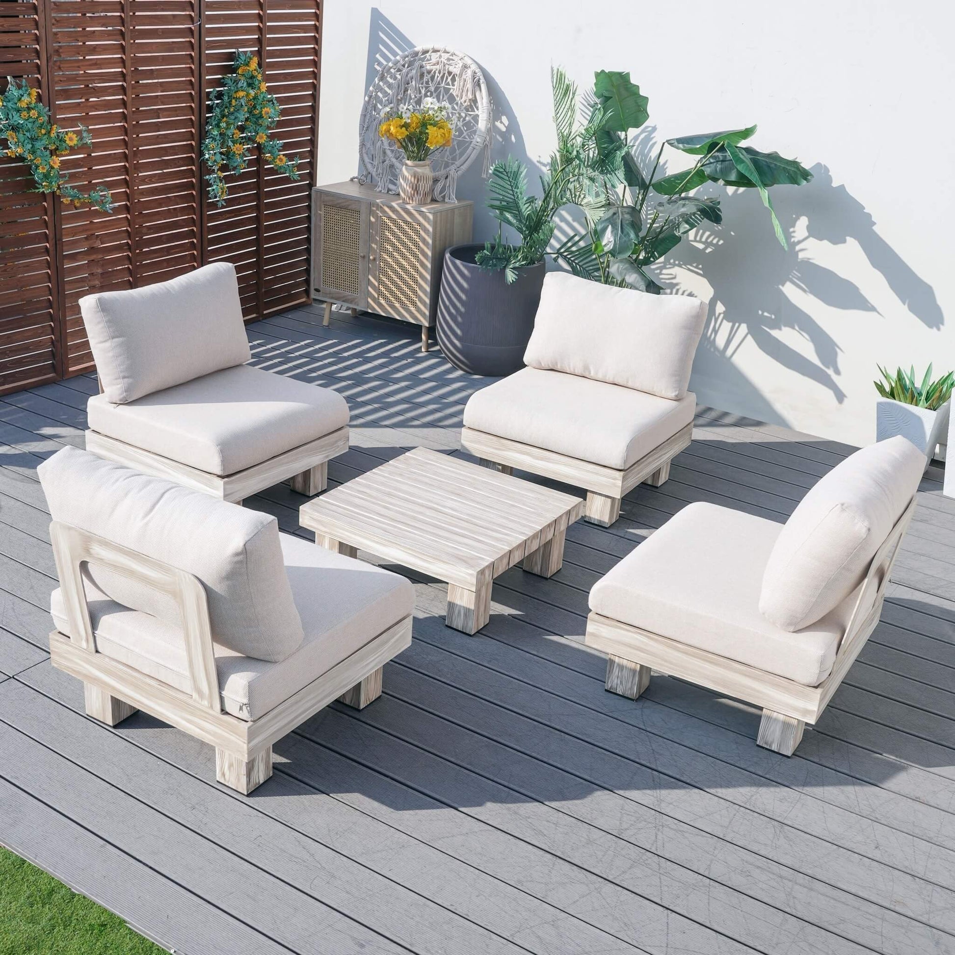 Armless 4-Seat Patio Sofa Set (PAS-2510-4S-Armless-SET) - Abrihome