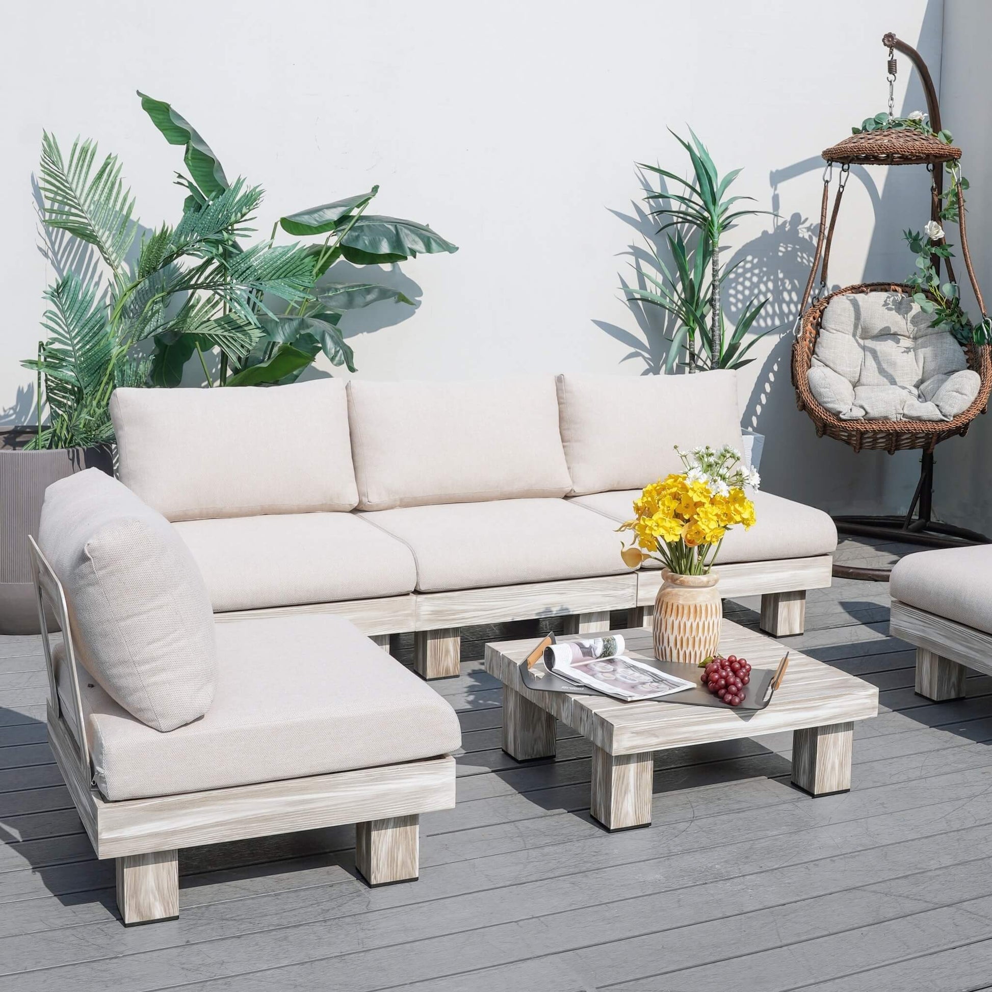 Armless 5-Seat Patio Sofa Set (PAS-2510-5S-Armless-SET) - Abrihome