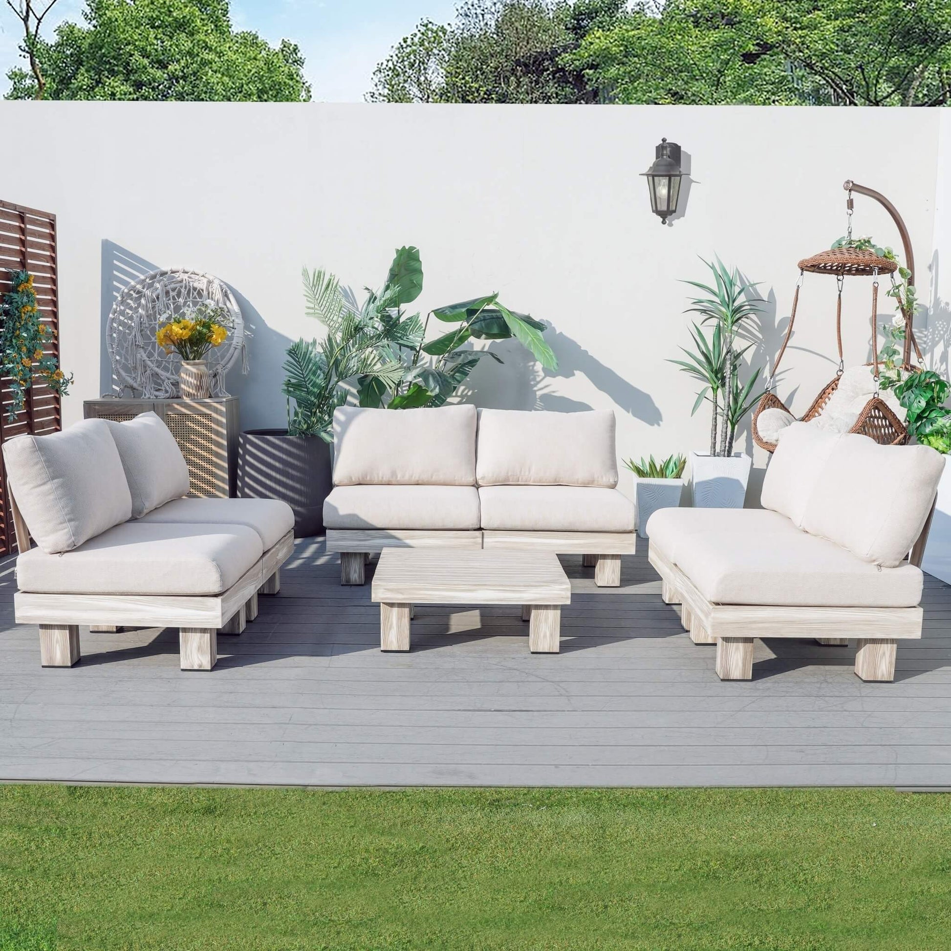 Armless 6-Seat Patio Sofa Set (PAS-2510-6S-Armless-SET) - Abrihome