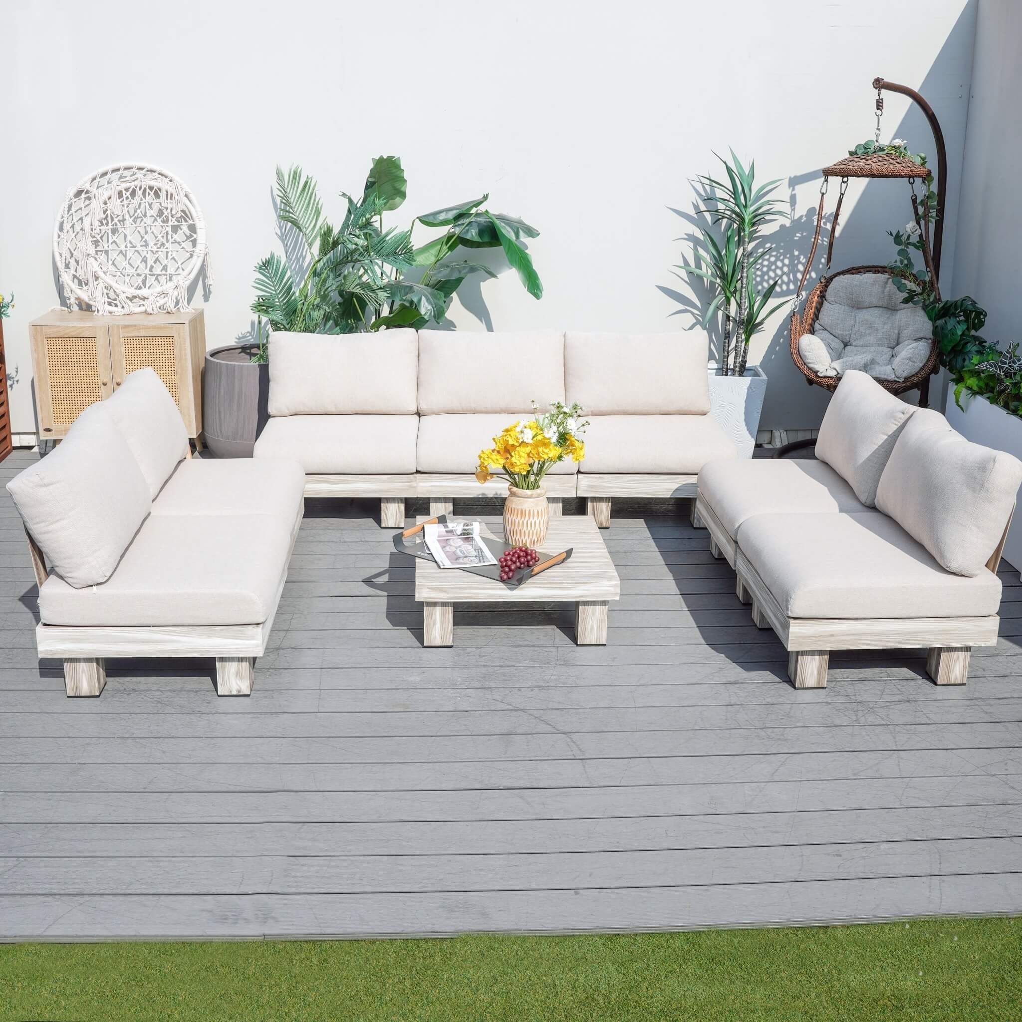 Armless 7-Seat Patio Sofa Set (PAS-2510-7S-Armless-SET) - Abrihome