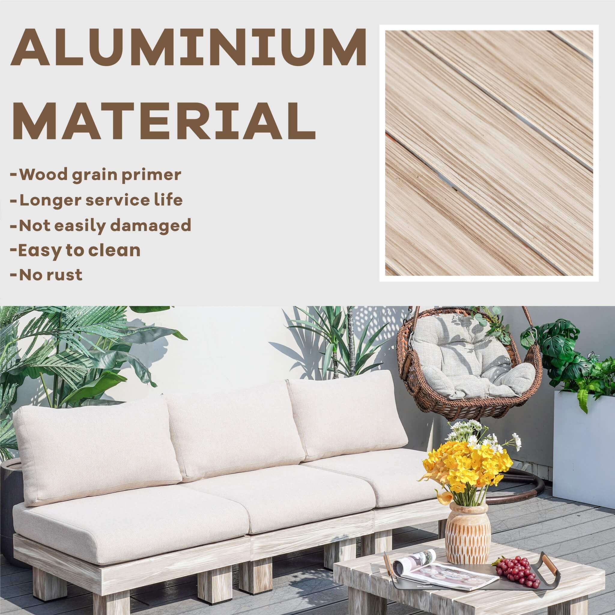 Armless 7-Seat Patio Sofa Set (PAS-2510-7S-Armless-SET) - Abrihome