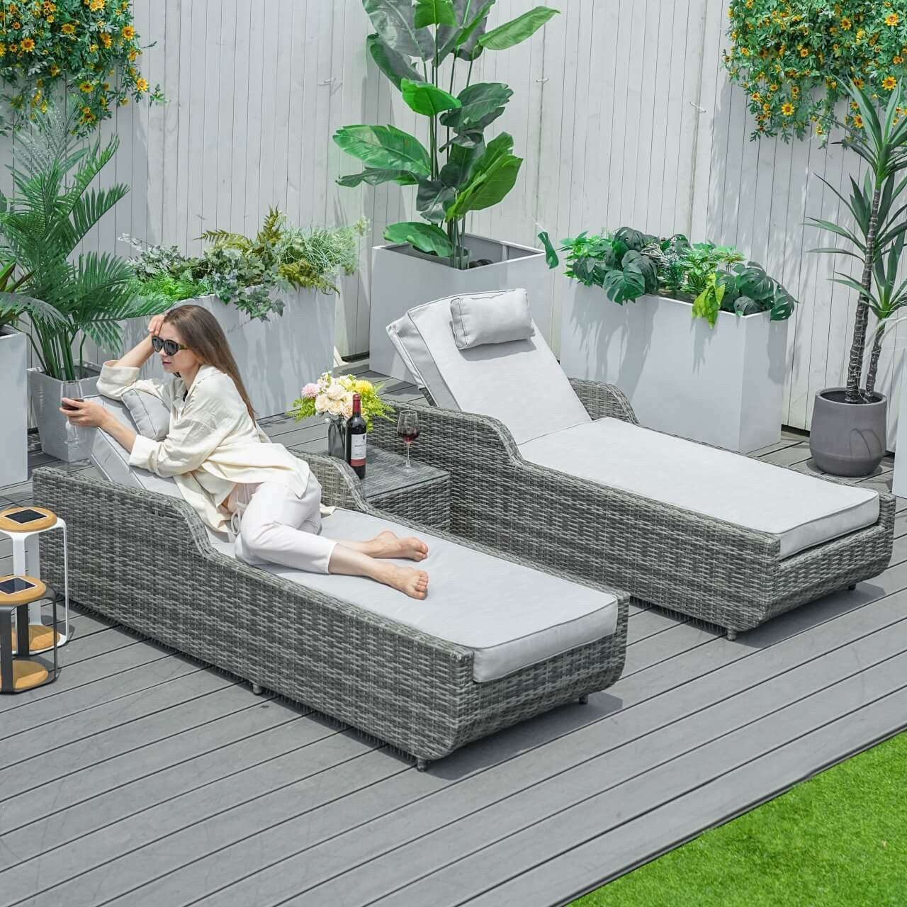 Outdoor Wicker Reclining Chaise Lounge(PAL-1127B) - Abrihome