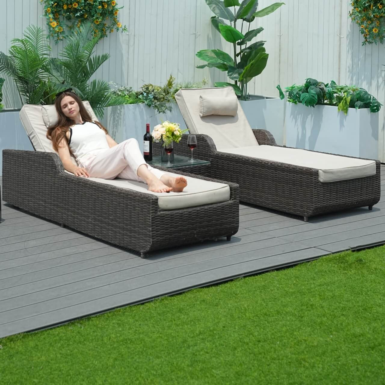 Outdoor Wicker Reclining Chaise Lounge(PAL-1127B) - Abrihome
