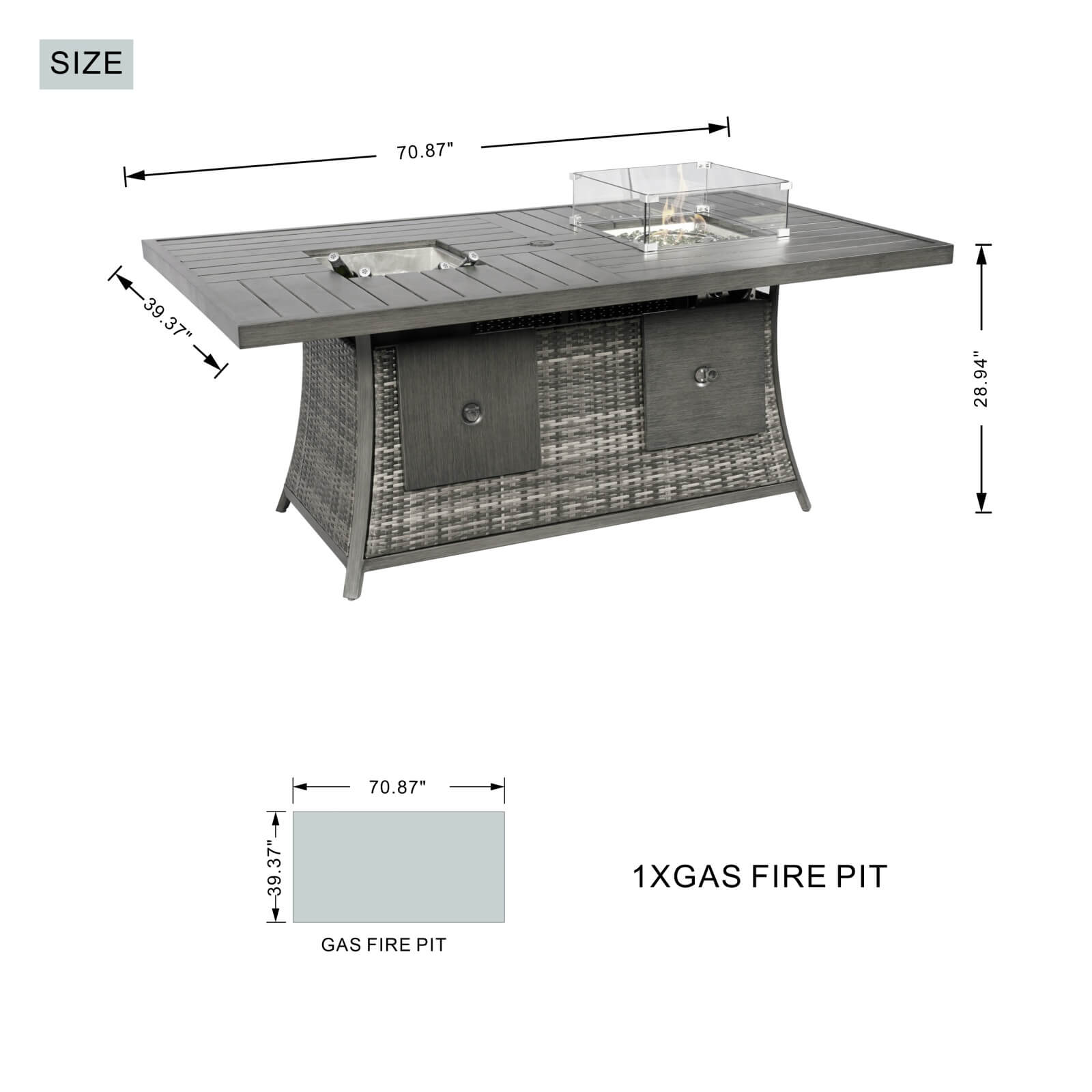 Outdoor 6-Seat Dining Set with Fire Pit Table and Ice Bucket(PAG-1106FI-SET) - Abrihome