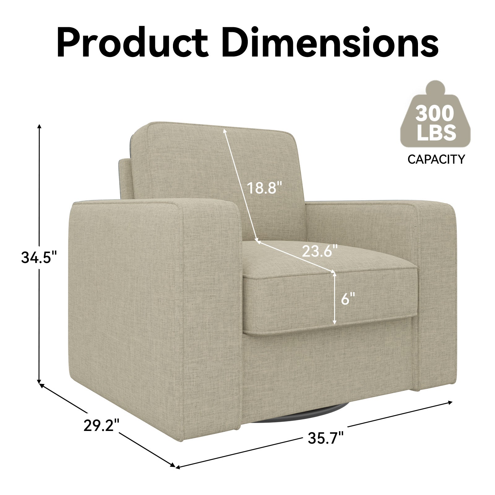 Premium Conference Sofa Chair – Supports 300 lbs, Easy to Clean, High-Elastic Cushion with Removable Pad, 360° Swivel, Business and Formal Design