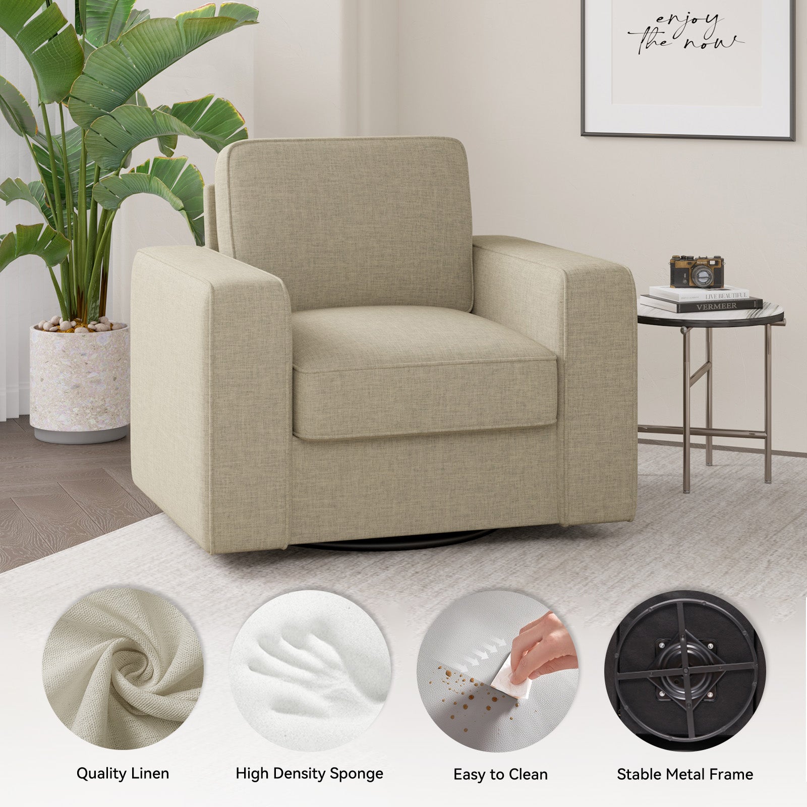 Premium Conference Sofa Chair – Supports 300 lbs, Easy to Clean, High-Elastic Cushion with Removable Pad, 360° Swivel, Business and Formal Design