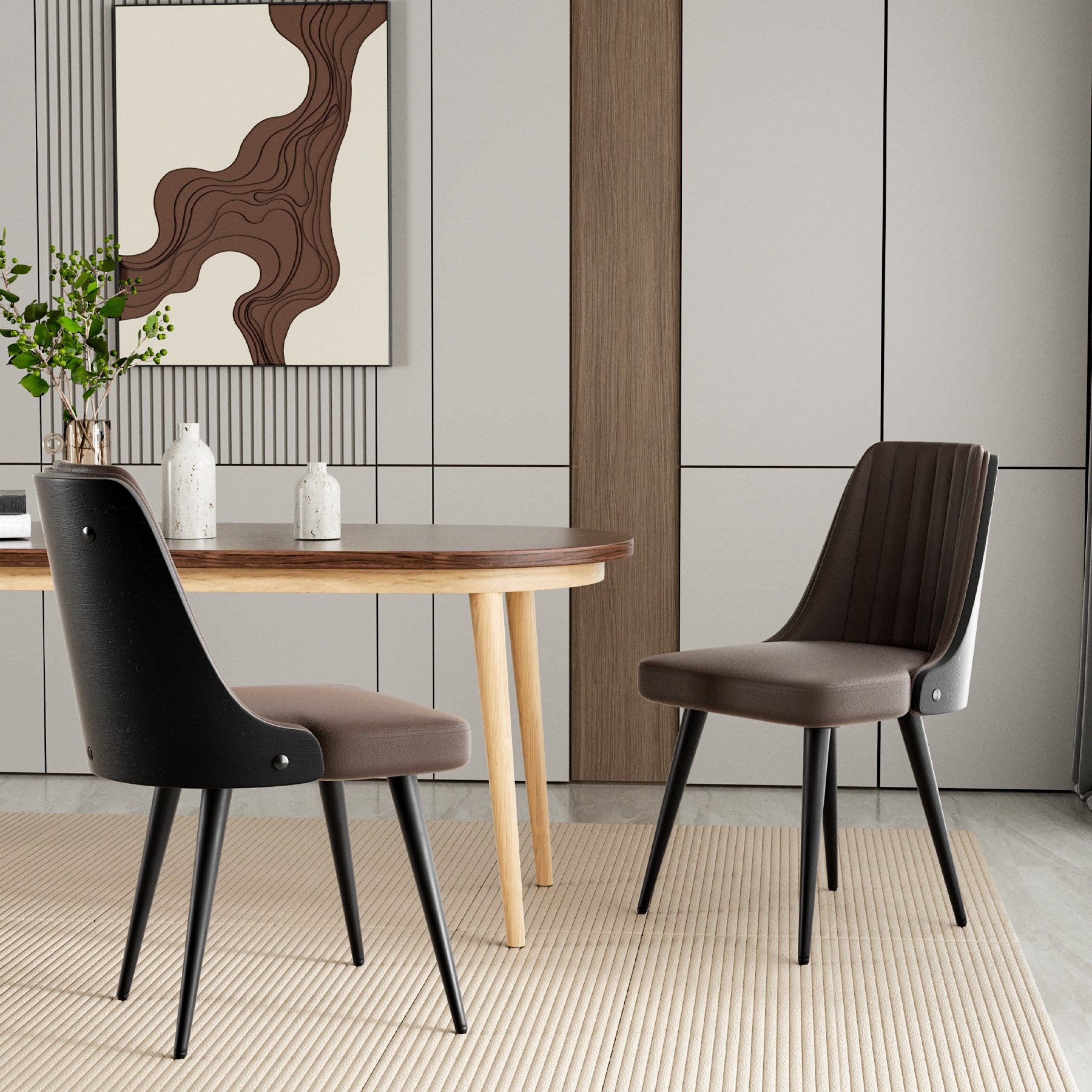 Stylish Dining Chair – Available in Black, Gray, and Brown, Waterproof, Durable, and Comfortable Design