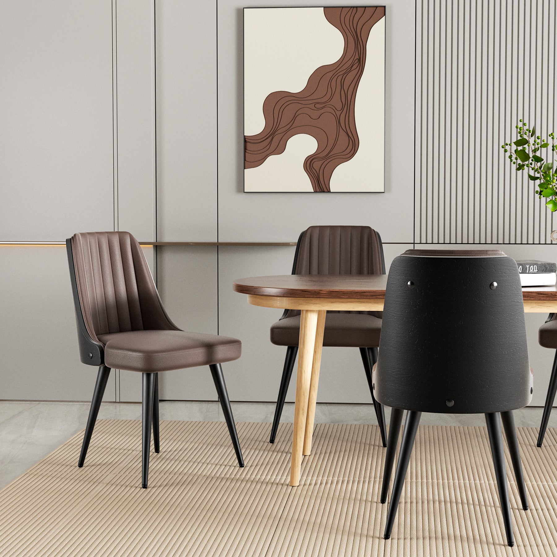 Stylish Dining Chair – Available in Black, Gray, and Brown, Waterproof, Durable, and Comfortable Design