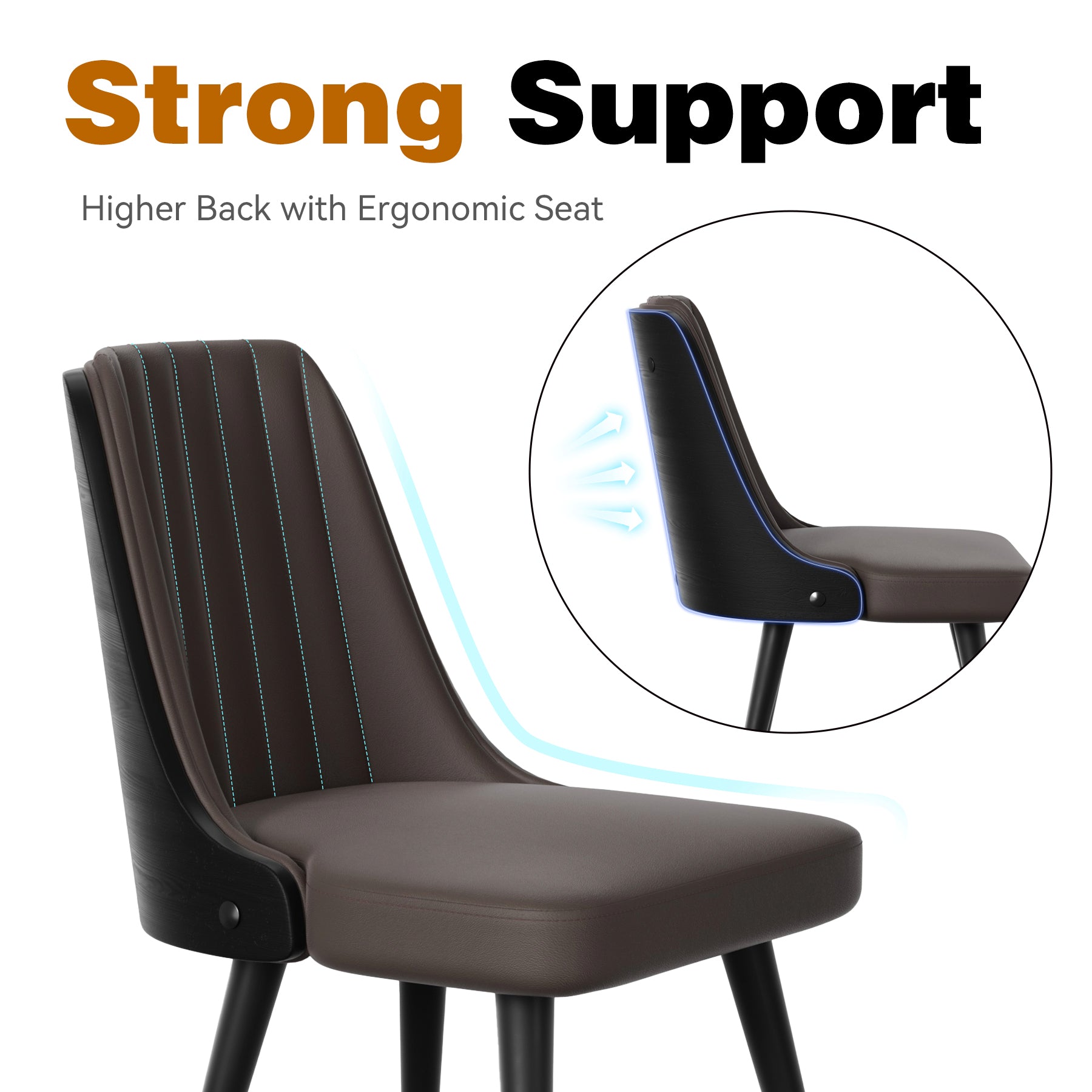 Stylish Dining Chair – Available in Black, Gray, and Brown, Waterproof, Durable, and Comfortable Design