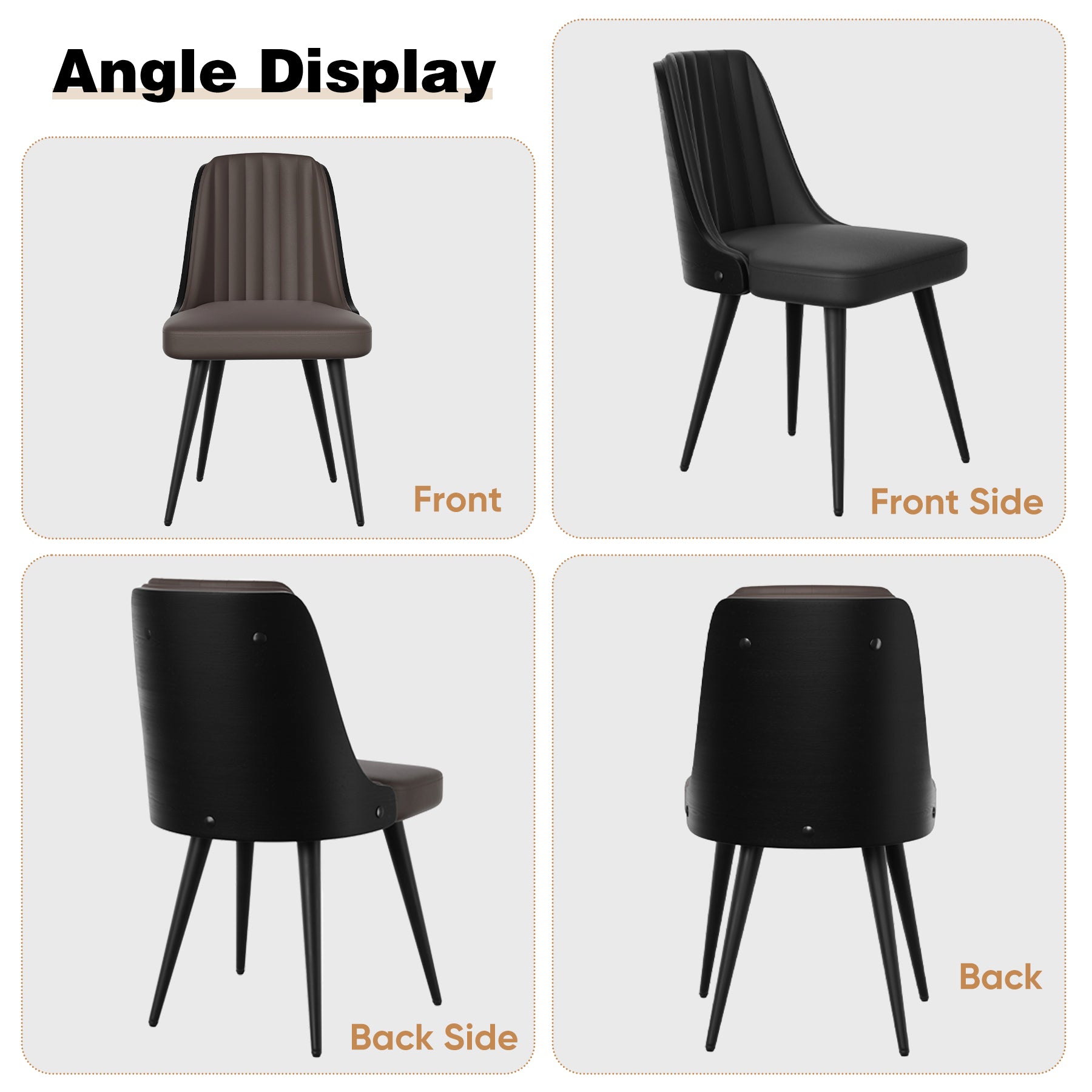 Stylish Dining Chair – Available in Black, Gray, and Brown, Waterproof, Durable, and Comfortable Design