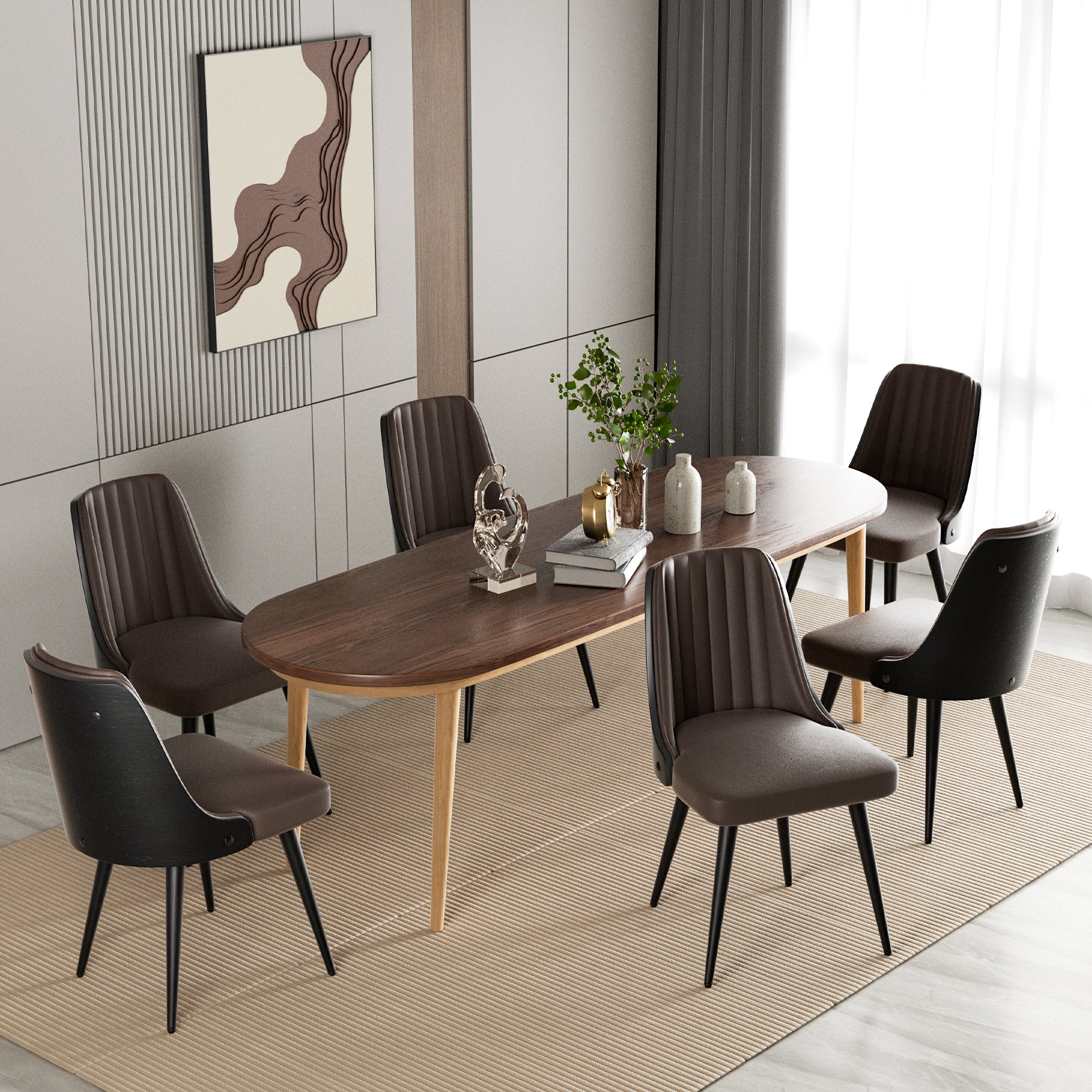 Stylish Dining Chair – Available in Black, Gray, and Brown, Waterproof, Durable, and Comfortable Design