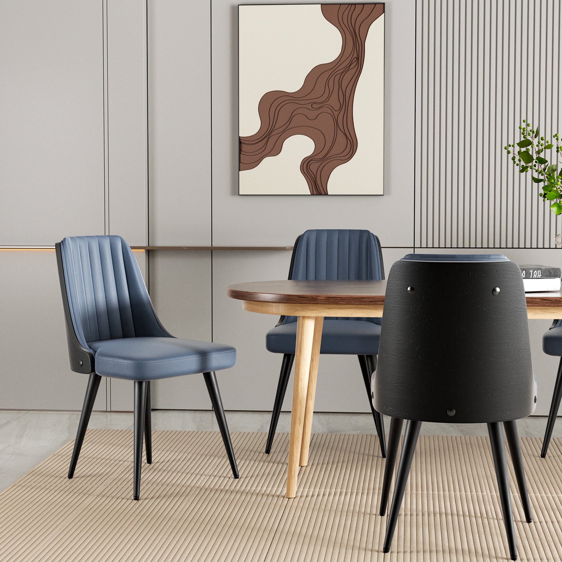 Stylish Dining Chair – Available in Black, Gray, and Brown, Waterproof, Durable, and Comfortable Design