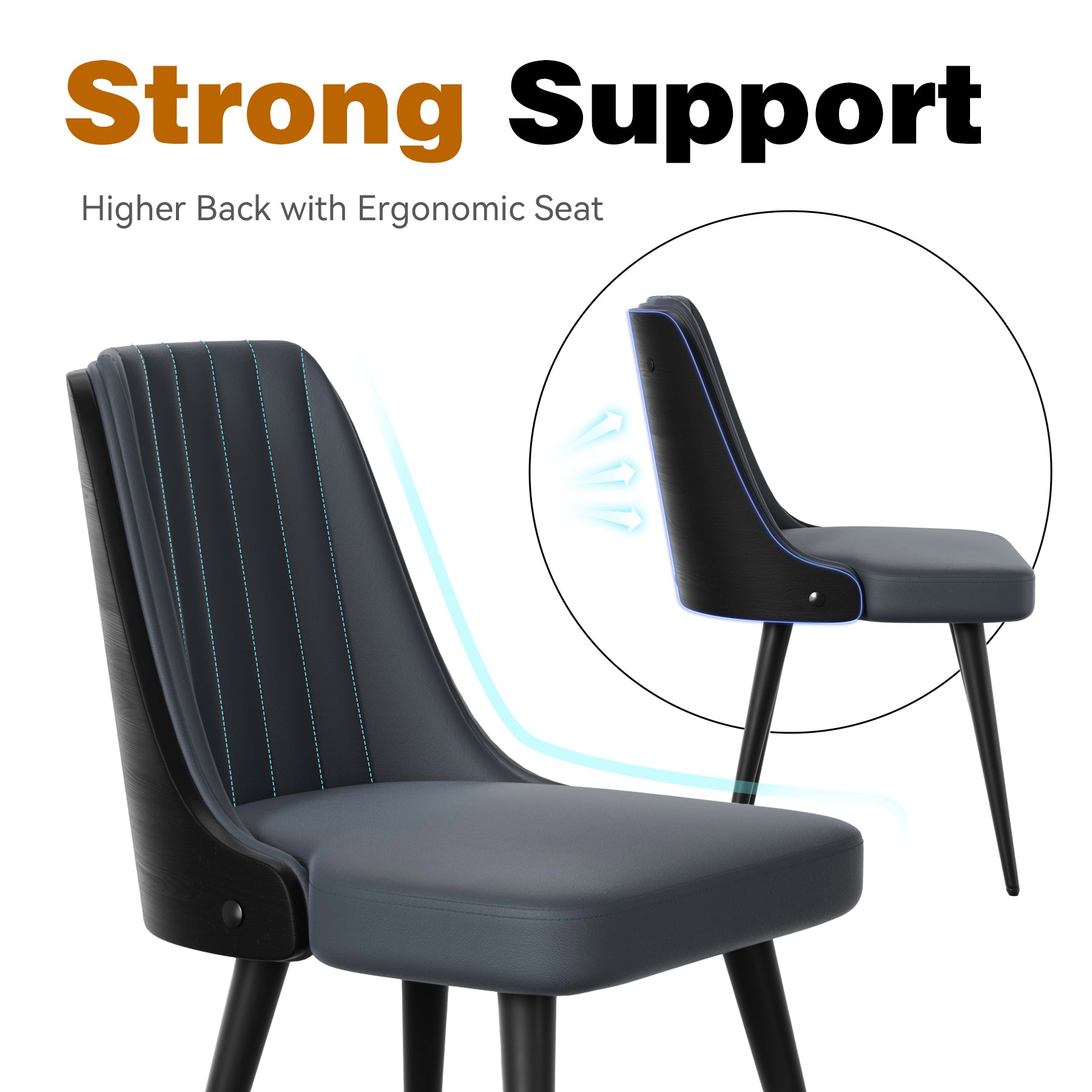 Stylish Dining Chair – Available in Black, Gray, and Brown, Waterproof, Durable, and Comfortable Design