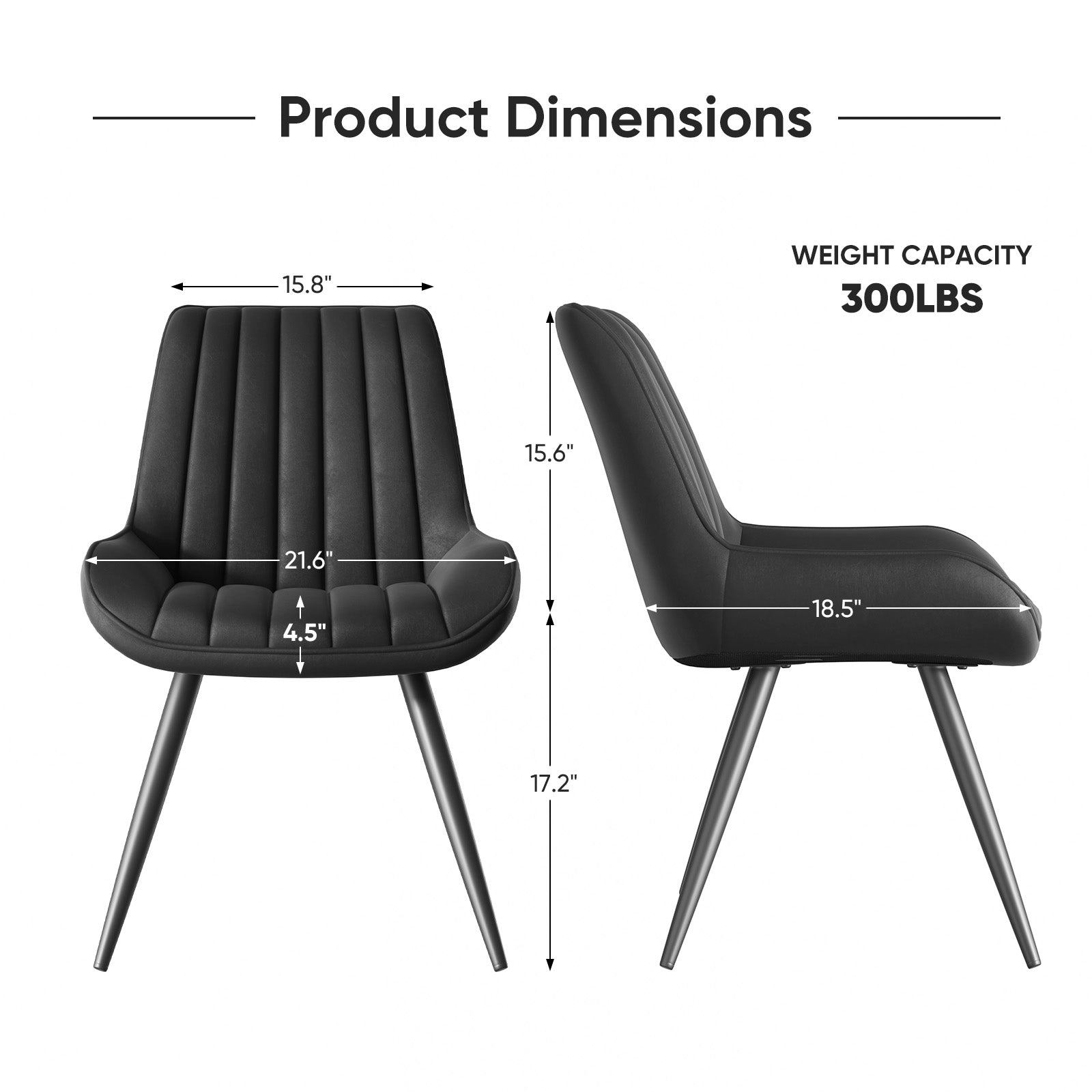 Stylish and Comfortable two Dining Chair – Multiple Colors, 300 lbs Weight Capacity, Ergonomic Design, Soft Cushion