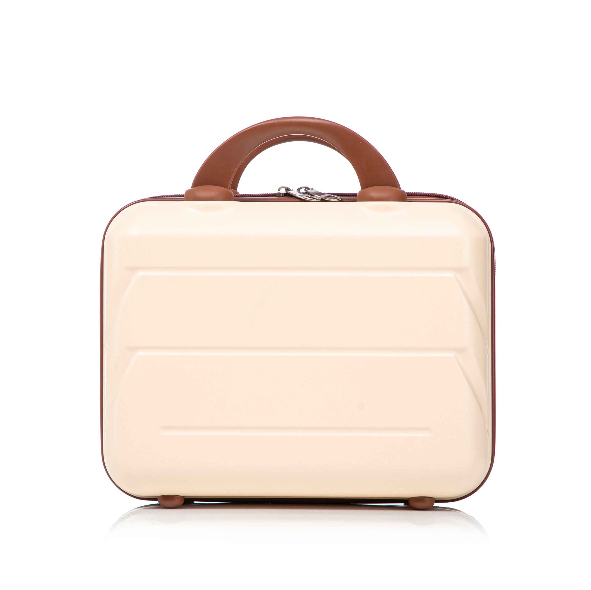 14'/20' 2 pcs/set in ABS Spinner Wheel Luggage, with Combination Lock,14' Cosmetic Case (Beige)