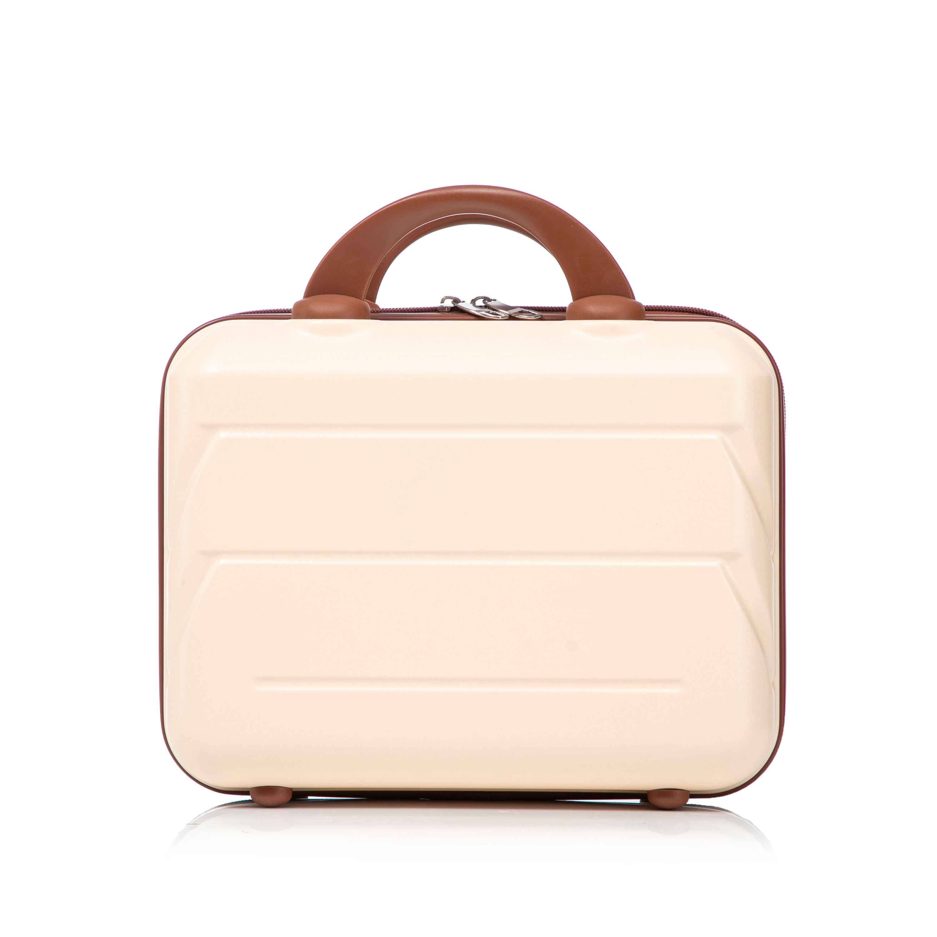 14'/20' 2 pcs/set in ABS Spinner Wheel Luggage, with Combination Lock,14' Cosmetic Case (Beige)