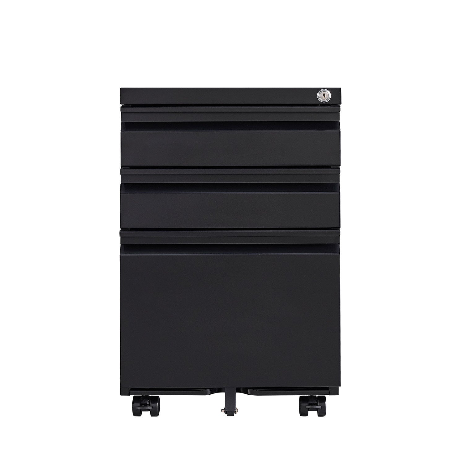 3-Drawer Mobile File Cabinet with Lock, Office Storage Filing Cabinet for Legal/Letter Size, Pre-Assembled Metal File Cabinet Except Wheels Under Desk(Black)