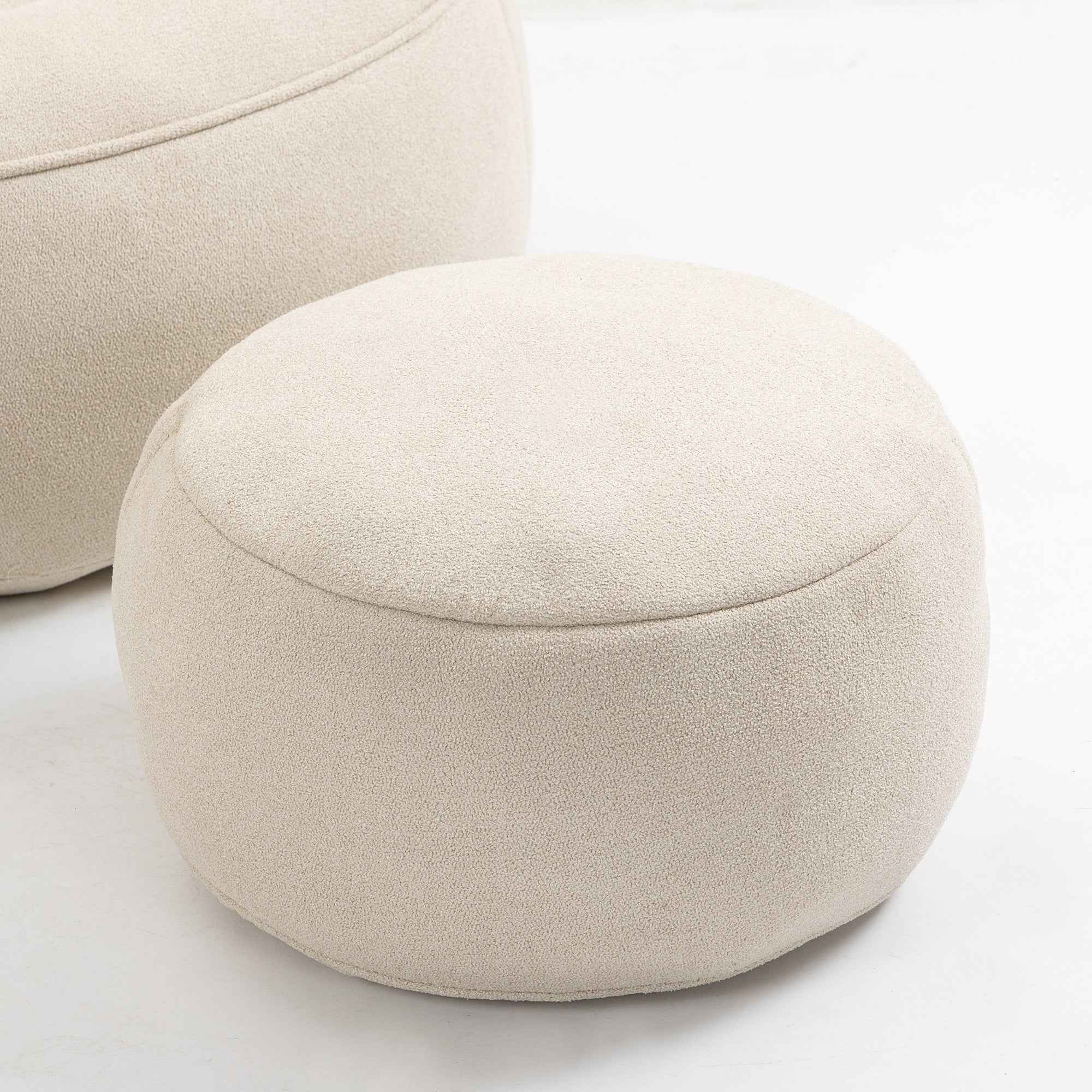 Bedding Bean Bag Sofa Chair with High-Pressure Foam and Footrest, Beige Microfiber