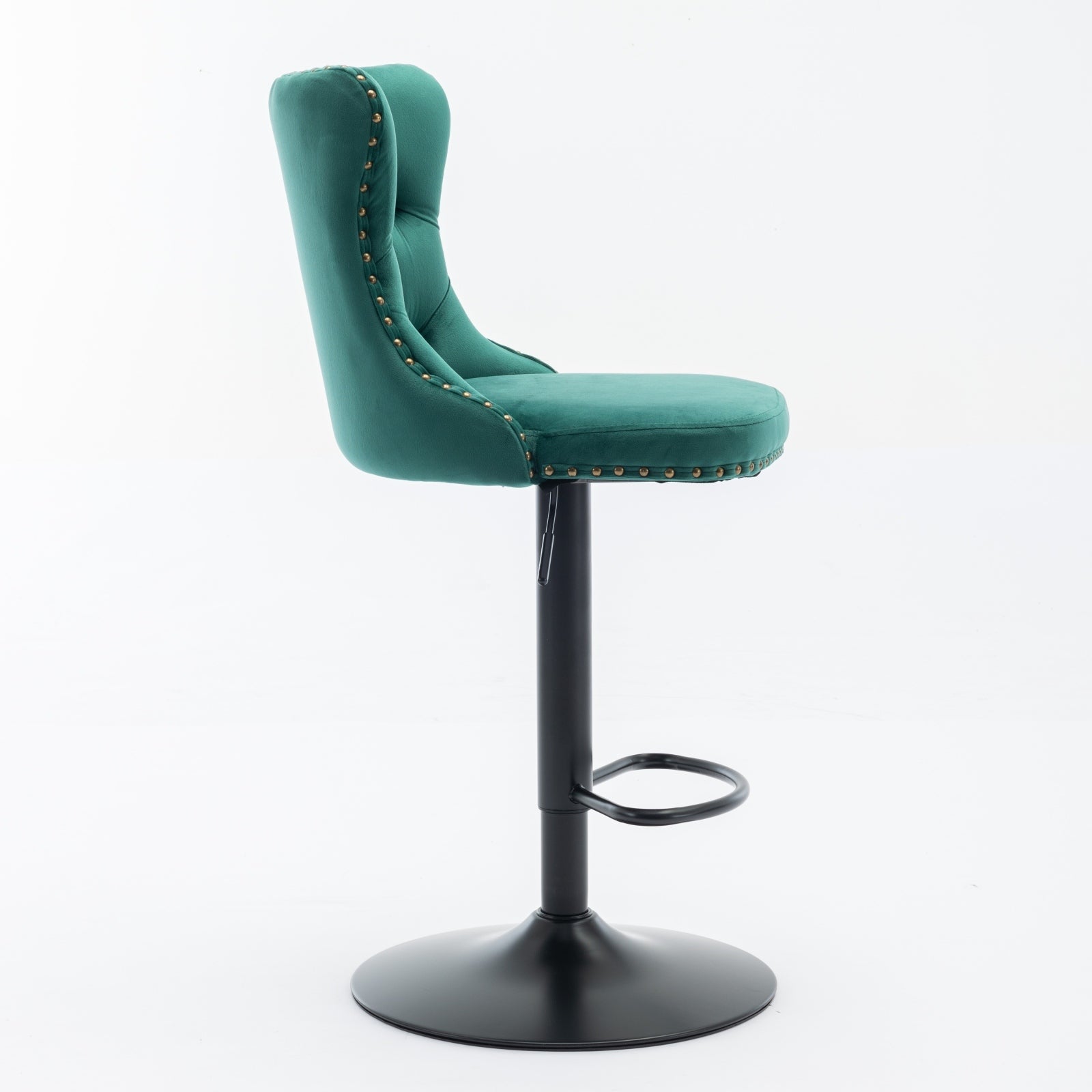 Swivel Velvet Barstools Adjusatble Seat Height from 25-33 Inch,17.7inch base, Modern Upholstered Bar Stools with Backs Comfortable Tufted for Home Pub and Kitchen Island,Green,Set of 2,SW1812GN