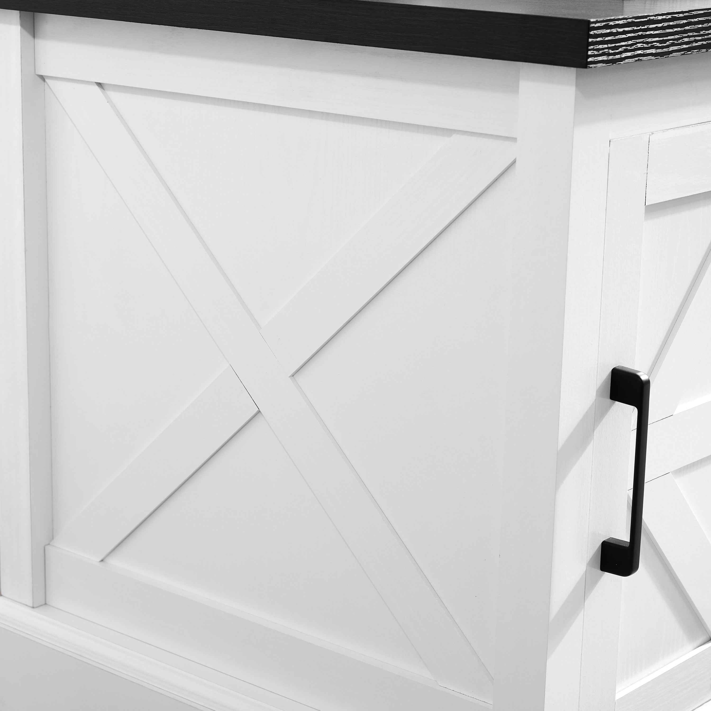 Farmhouse end table Nightstand Rectangular Farmhouse End Table with Barn Door and Adjustable Storage Shelf, Rustic Sofa Side Table for Living Room, Bedroom, White