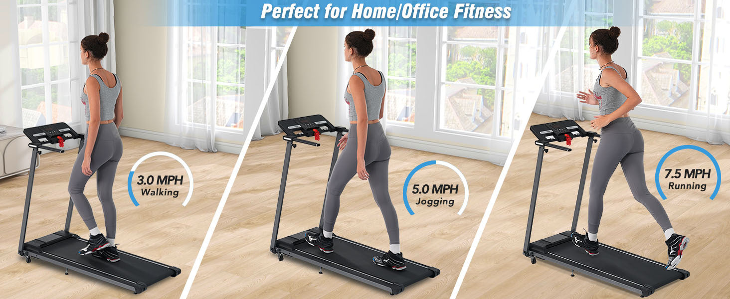 NEW Folding Treadmills Walking Pad Treadmill for Home Office -2.5HP Walking Treadmill With Incline 0.5-7.5MPH 265LBS Capacity Treadmill for Walking Running - Abrihome