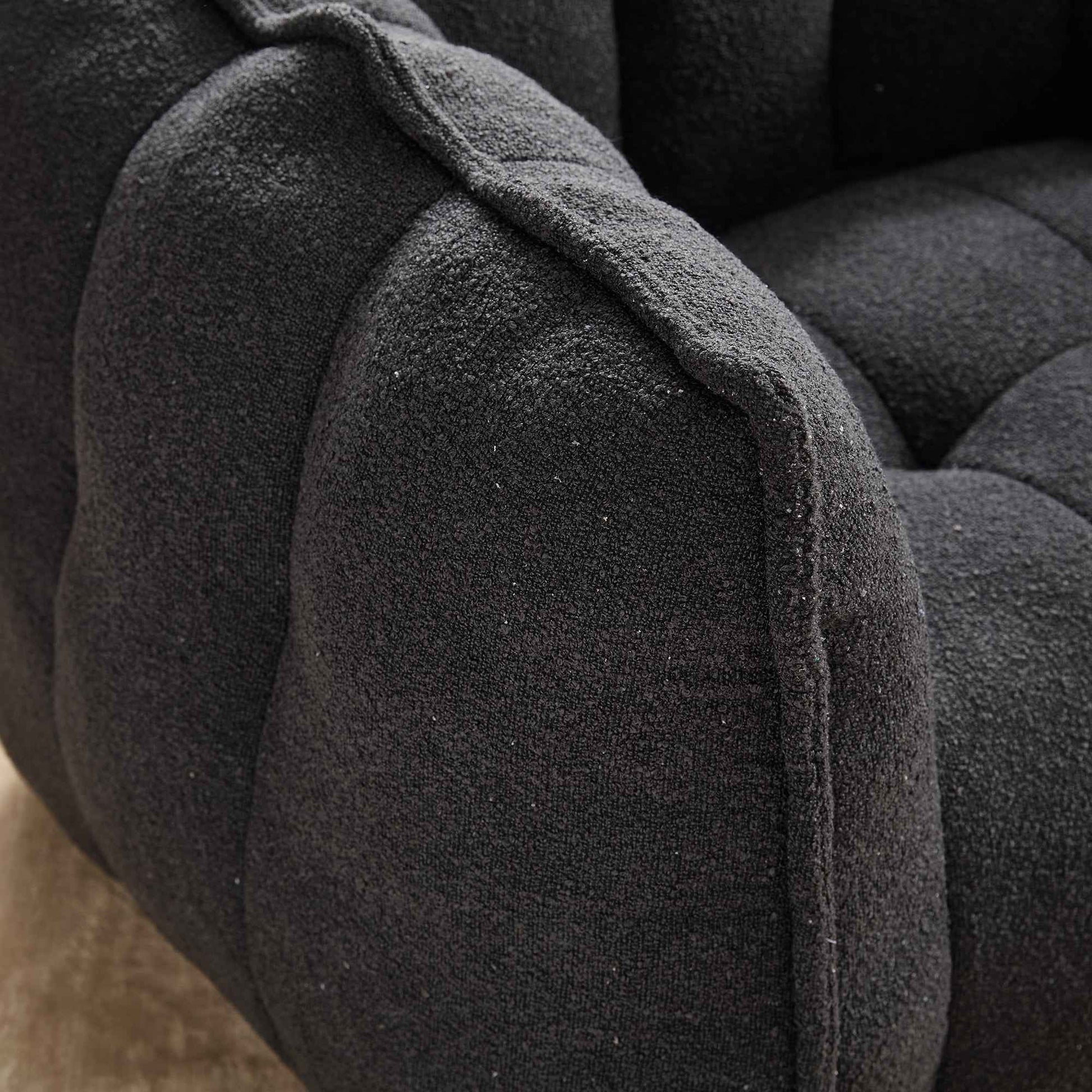 Soft Chenille Bean Bag Chair with High Resilient Foam for Living Room and Bedroom, Comfortable Square Lazy Sofa with Footstool for Adults