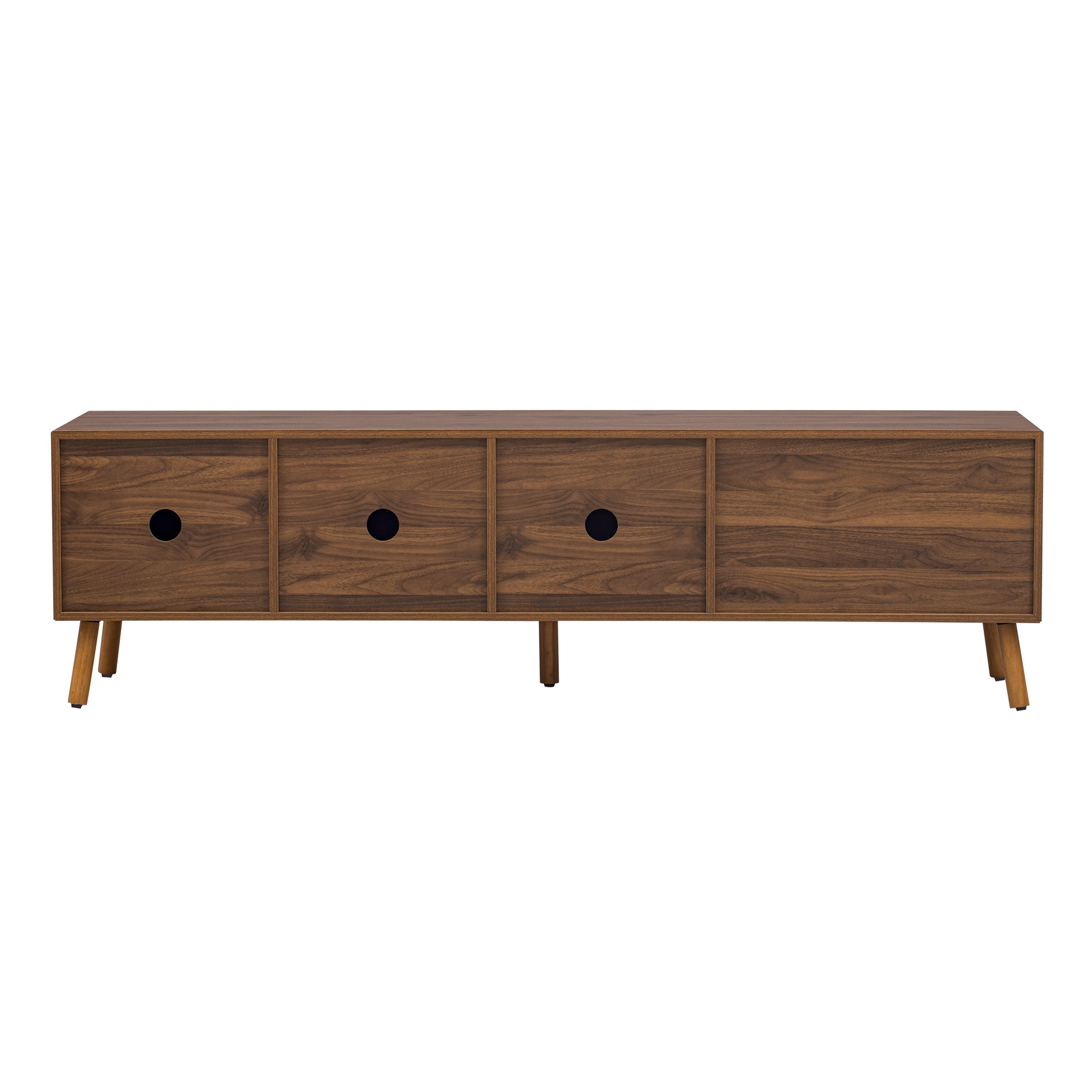 70' Mid-Century Modern TV Stand, Media Console Table for TVs up to 80'', Entertainment Center with 5 Solid Wood Legs for Living Room, Bedroom - Abrihome