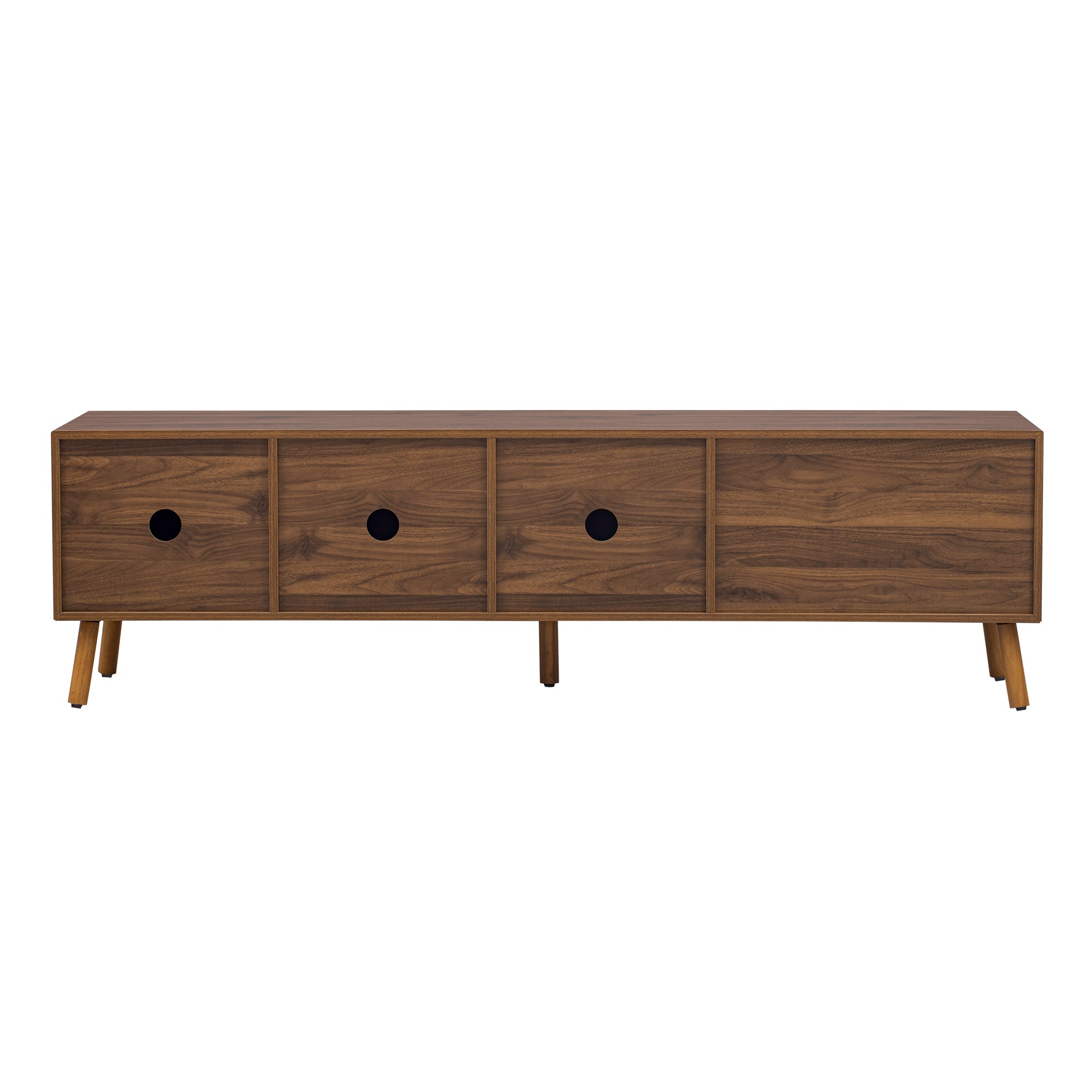 70' Mid-Century Modern TV Stand, Media Console Table for TVs up to 80'', Entertainment Center with 5 Solid Wood Legs for Living Room, Bedroom - Abrihome