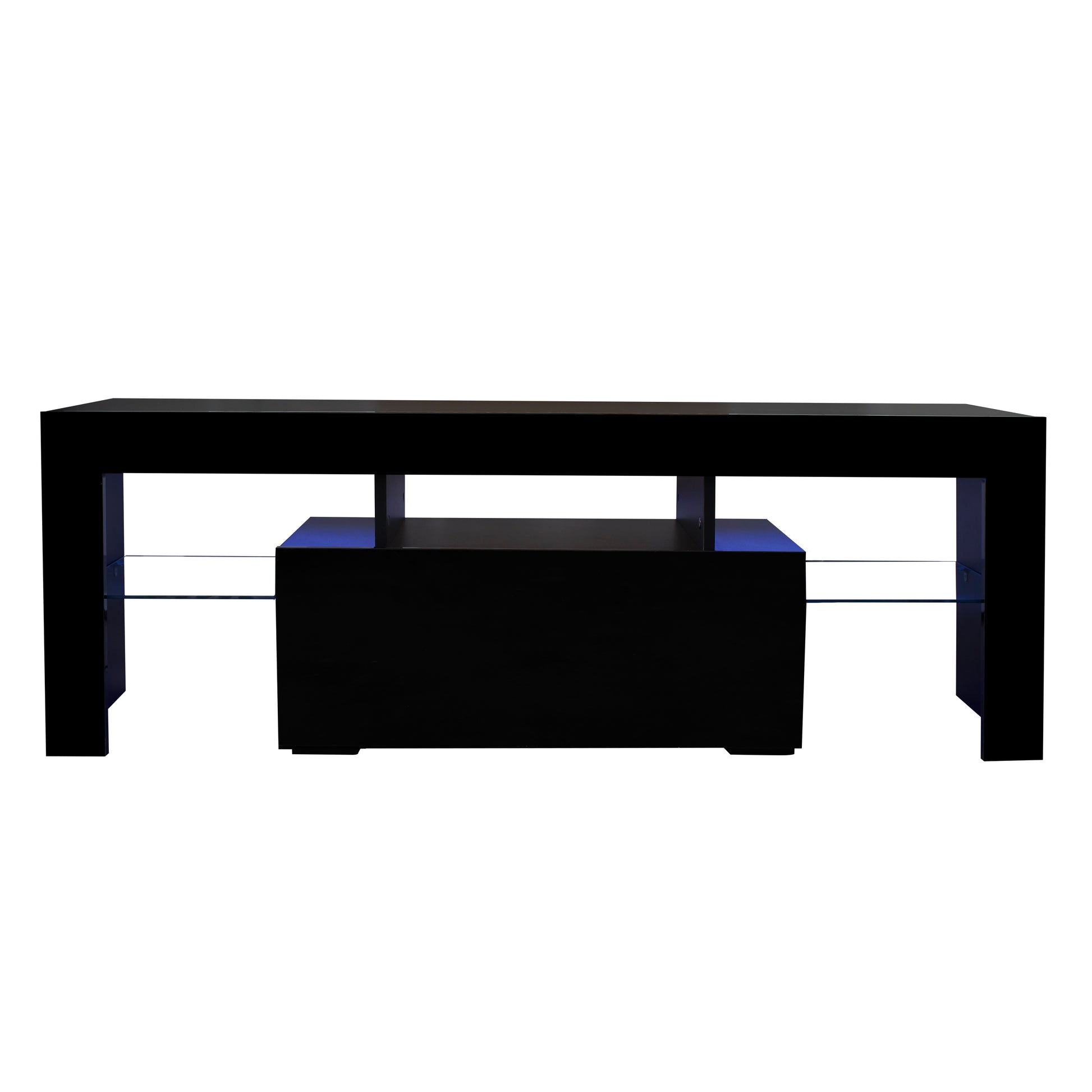 Black TV Stand with LED RGB Lights,Flat Screen TV Cabinet, Gaming Consoles - in Lounge Room, Living Room and Bedroom(Black) - Abrihome