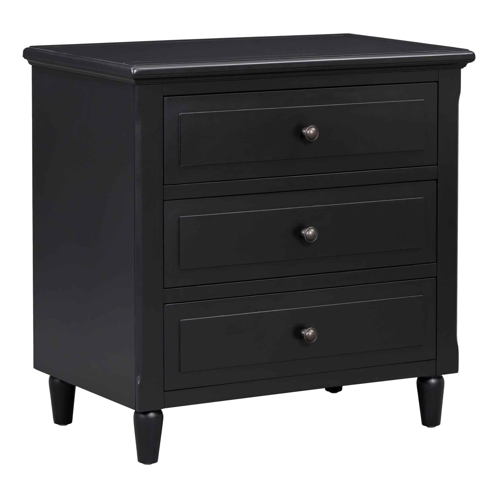 U_STYLE 28''painted Nightstand with 3 Drawers and Smooth Gliding Rails ,Simple Bedside Cabinet with Metal handle, Minimalist Sofa Side Table with rubber legs for Bedroom Sofa Couch Office