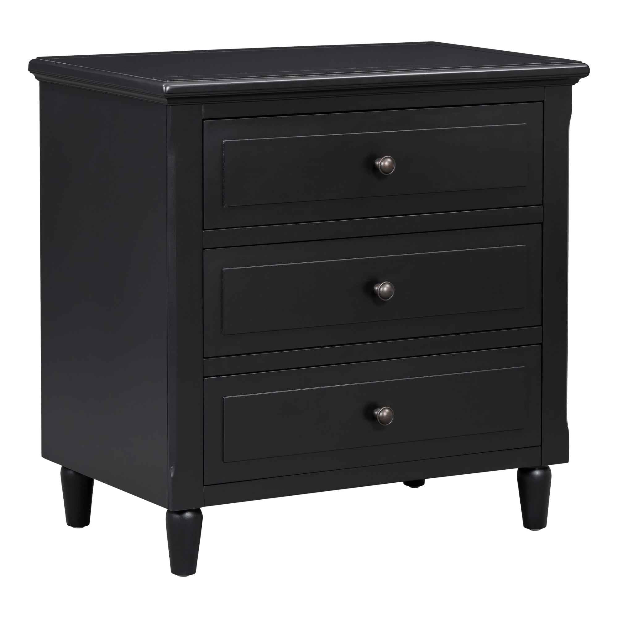 U_STYLE 28''painted Nightstand with 3 Drawers and Smooth Gliding Rails ,Simple Bedside Cabinet with Metal handle, Minimalist Sofa Side Table with rubber legs for Bedroom Sofa Couch Office