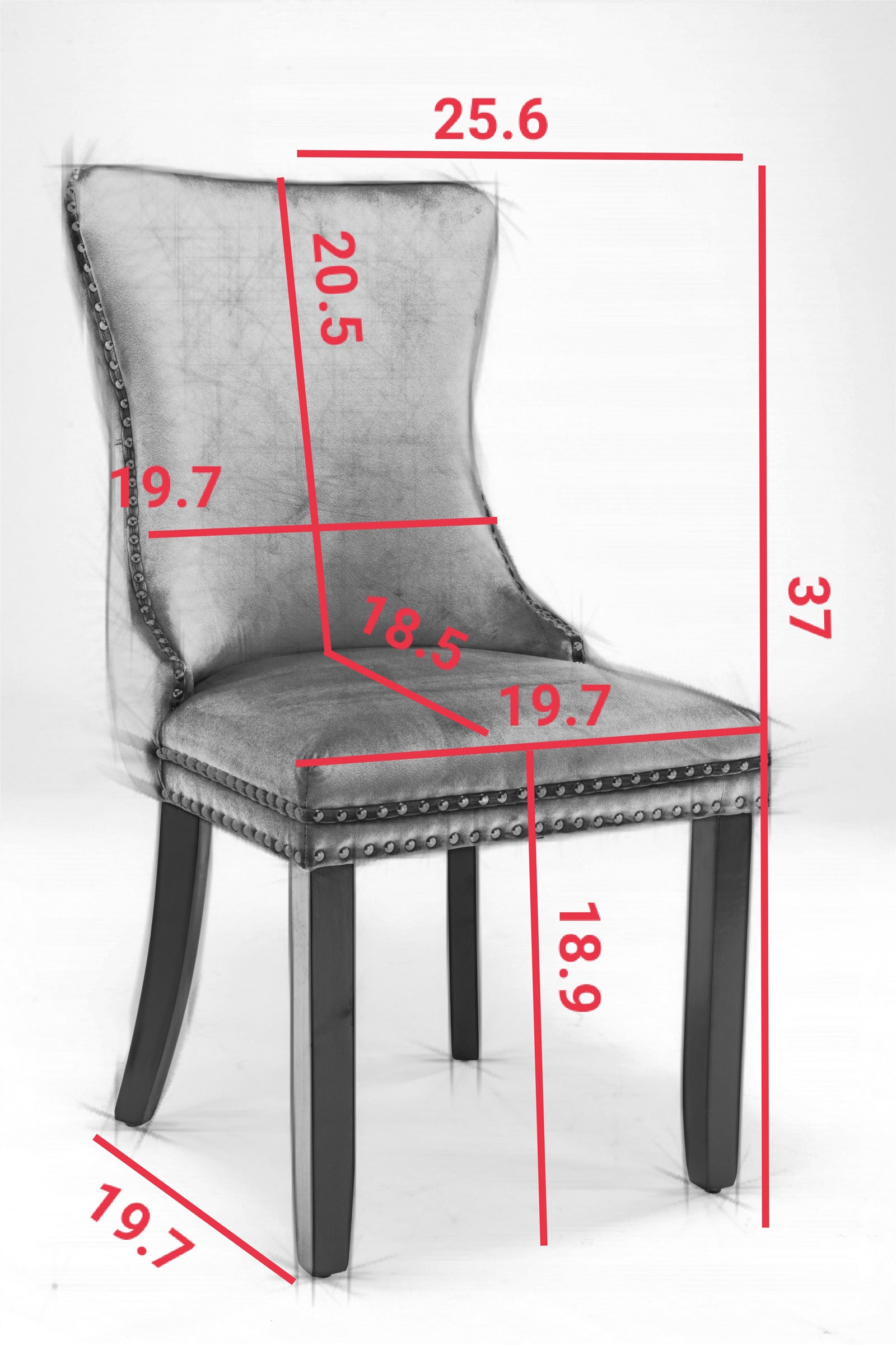 A&A Furniture,Upholstered Wing-Back Dining Chair with Backstitching Nailhead Trim and Solid Wood Legs,Set of 2, Gray,SW8809GY,  KD