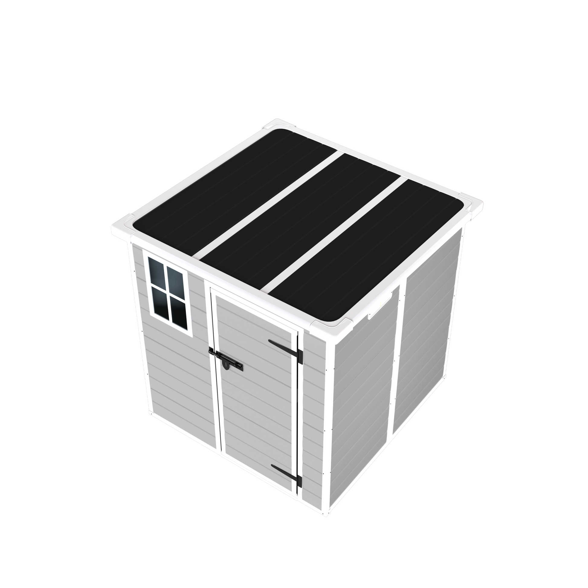 6x6 FT Storage Shed, Waterproof Resin Outdoor Storage Shed with Floor & Window &  Lockable Doors and  Vents, Tool Shed for Bike, Garden, Backyard,Lawn, All Weather Use, Light Grey