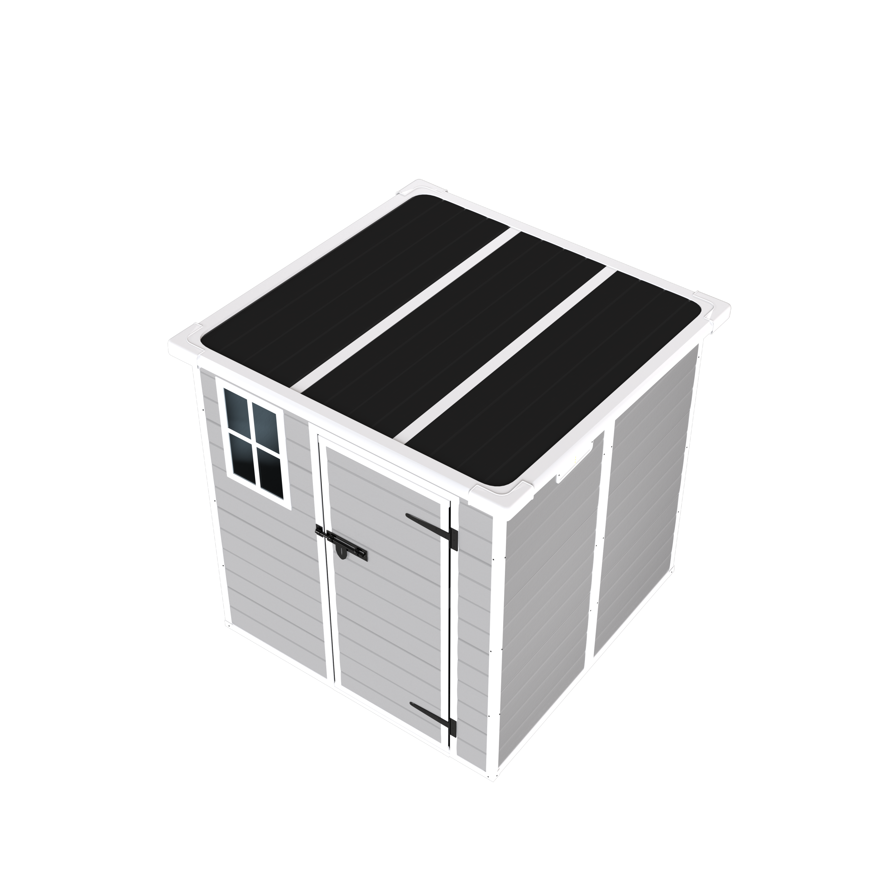 6x6 FT Storage Shed, Waterproof Resin Outdoor Storage Shed with Floor & Window &  Lockable Doors and  Vents, Tool Shed for Bike, Garden, Backyard,Lawn, All Weather Use, Light Grey
