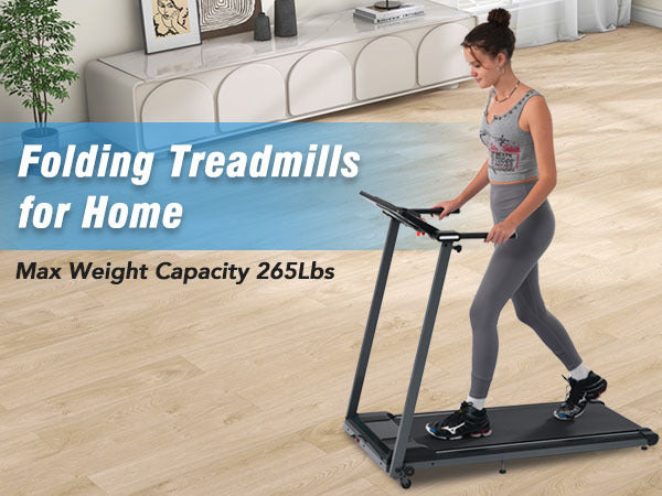 NEW Folding Treadmills Walking Pad Treadmill for Home Office -2.5HP Walking Treadmill With Incline 0.5-7.5MPH 265LBS Capacity Treadmill for Walking Running - Abrihome
