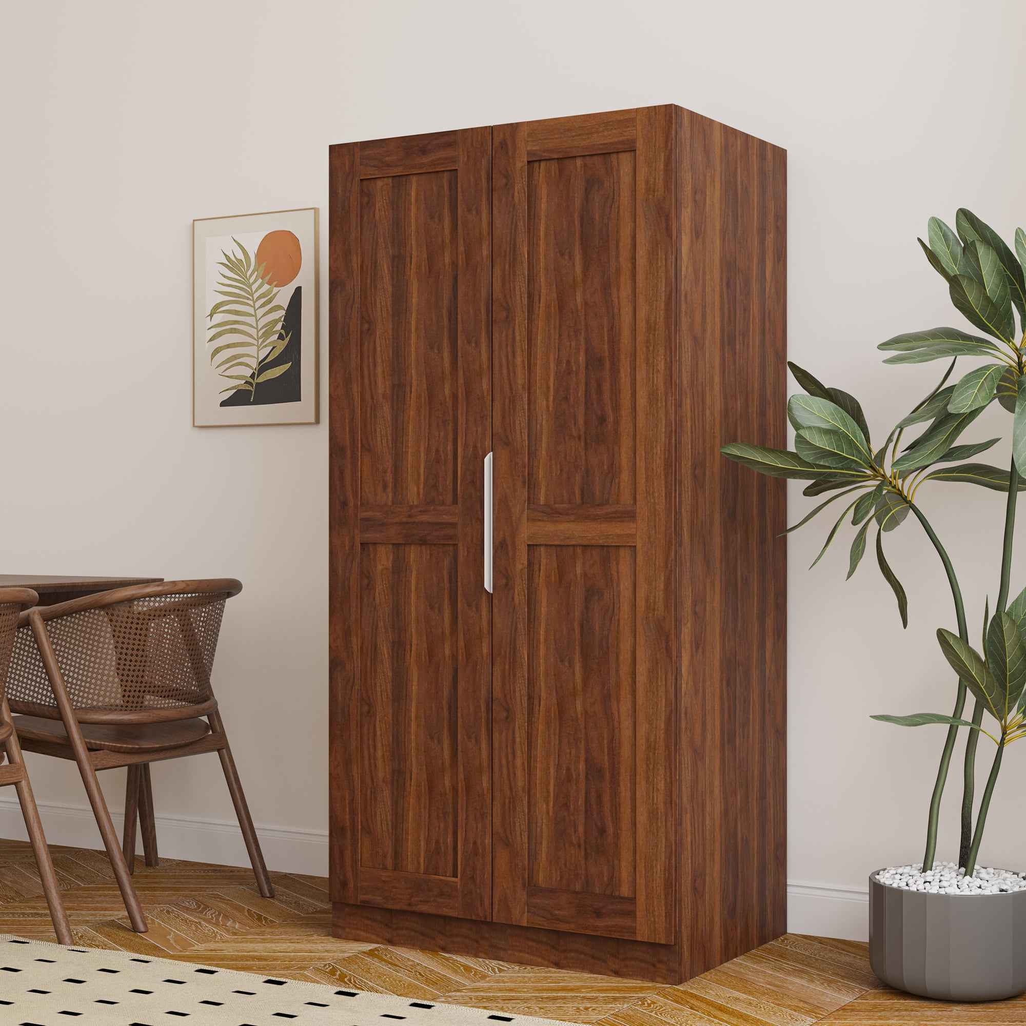 62.99in Kitchen Pantry Cabinet, Walnut  Freestanding Buffet Cupboards Sideboard with Doors &  Shelves, Kitchen Pantry Storage Cabinet for Kitchen, Living Room and Dinning Room