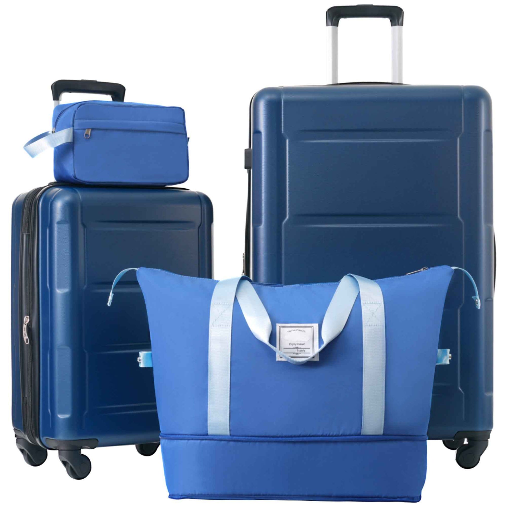 Expandable Spinner Wheels 2 Piece Luggage Set with TSA Lock, Blue, ABS Material, 20inch+28inch