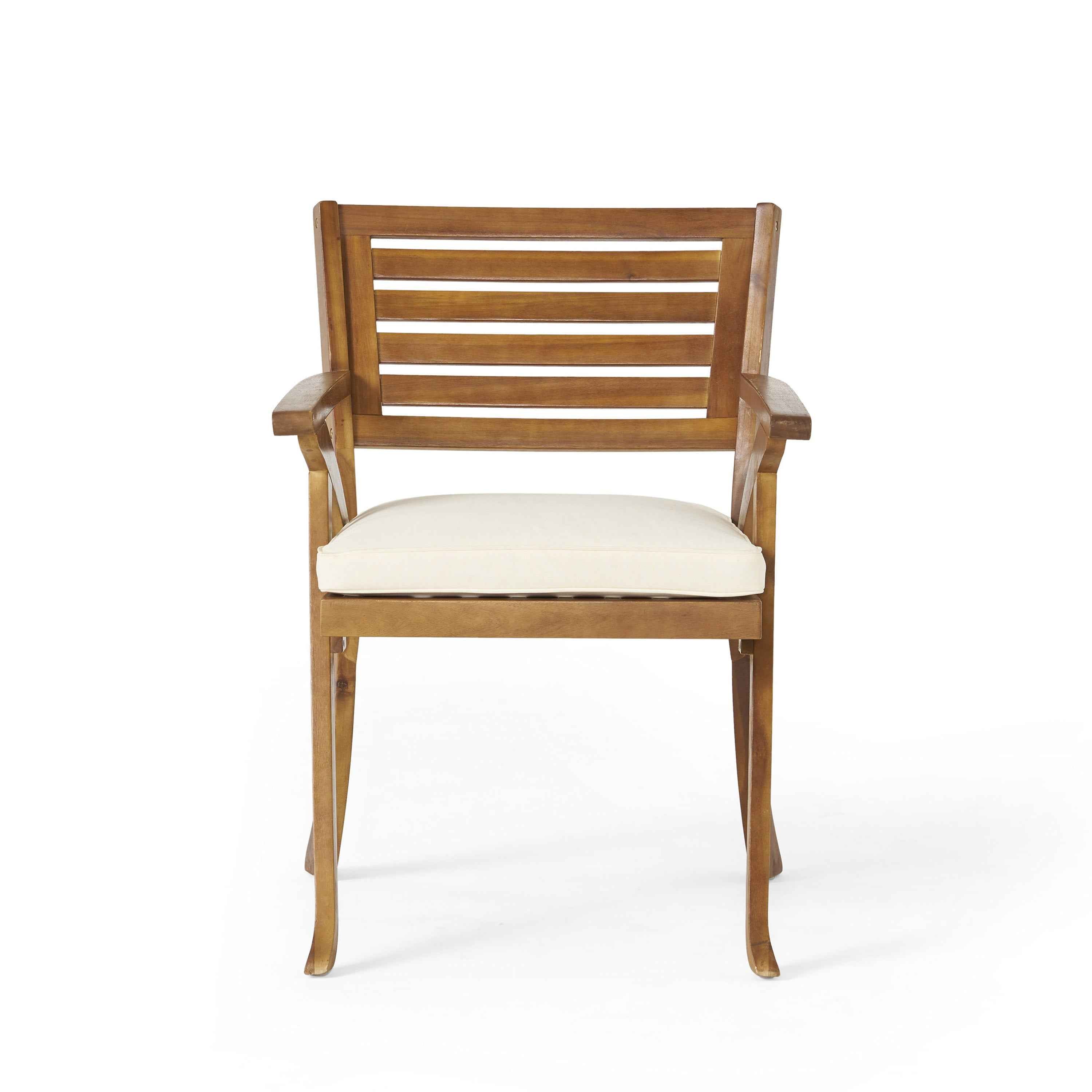 Acacia Wood Dining Chair with Water-resistant Cushion, Teak