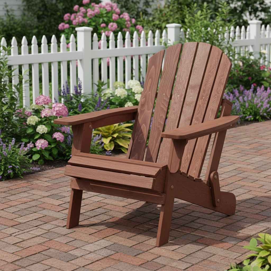 Oversize Wooden Outdoor Folding Adirondack Chair with Pre-Assembled BackRest & SeatBoard, Wood Patio Chair for Garden Backyard Porch Pool Deck Firepit