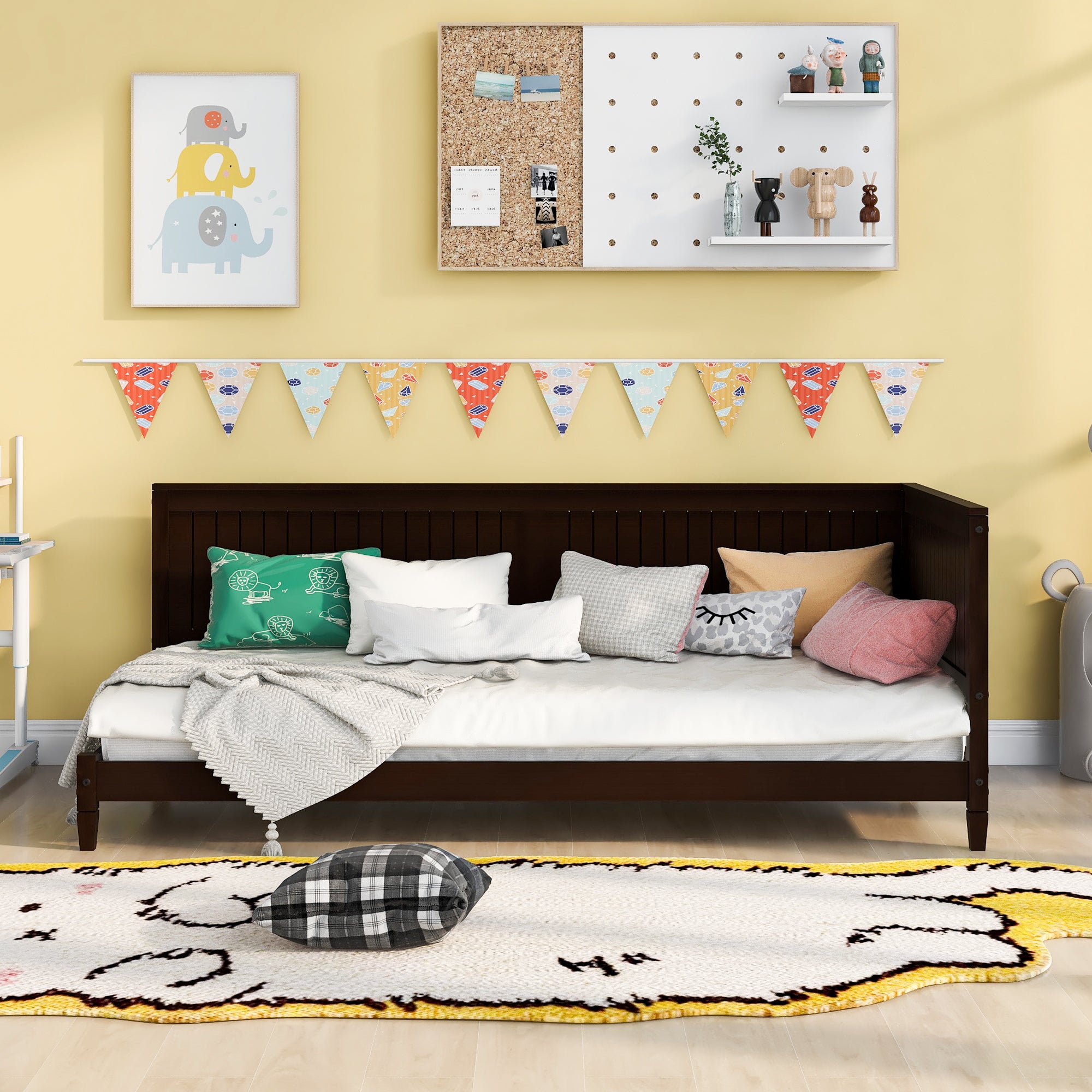 Twin Size Wood Daybed/Sofa Bed, Espresso - Abrihome