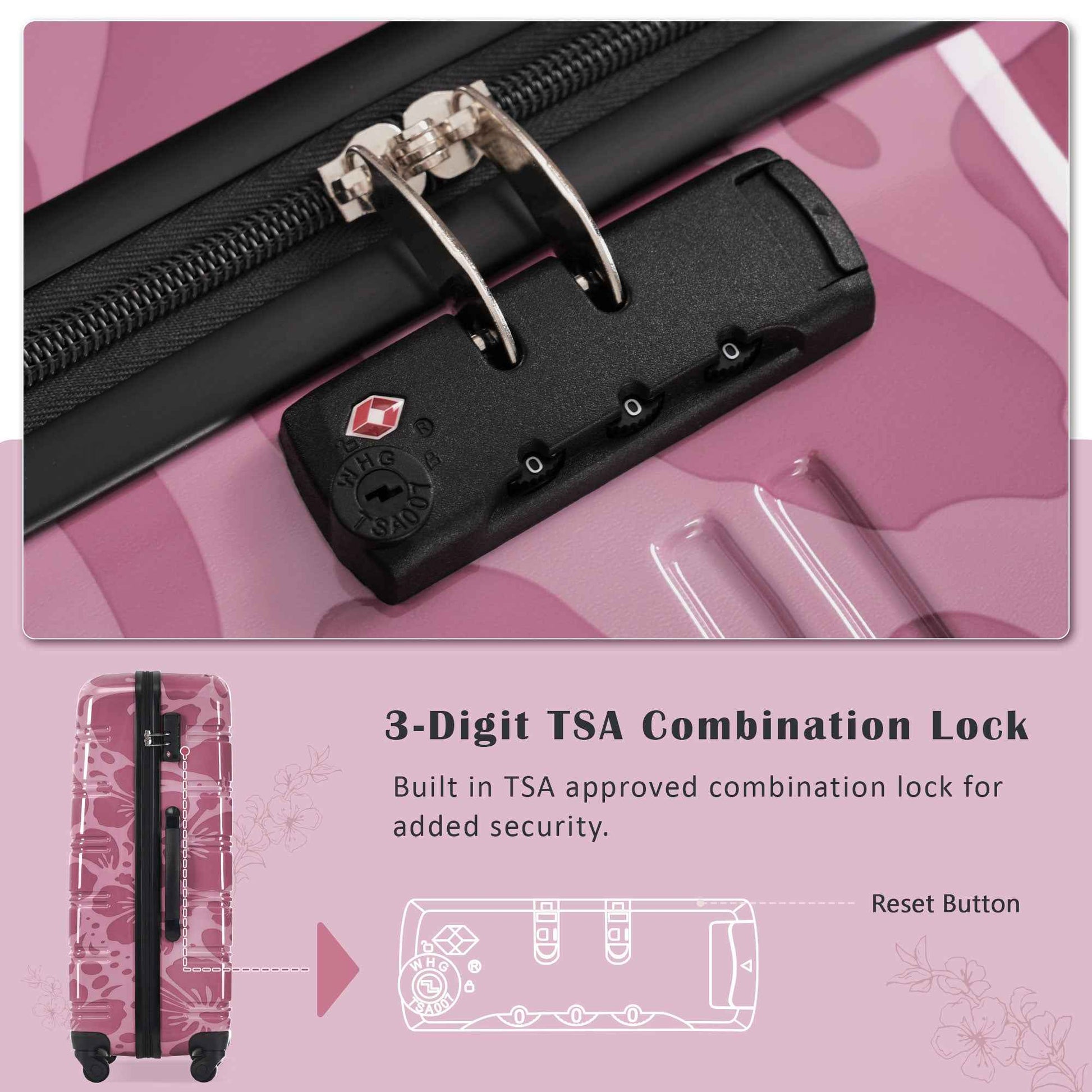 Hardshell Luggage Sets 3 pcs Spinner Suitcase with TSA Lock Lightweight-20'+24'+28' Luggages