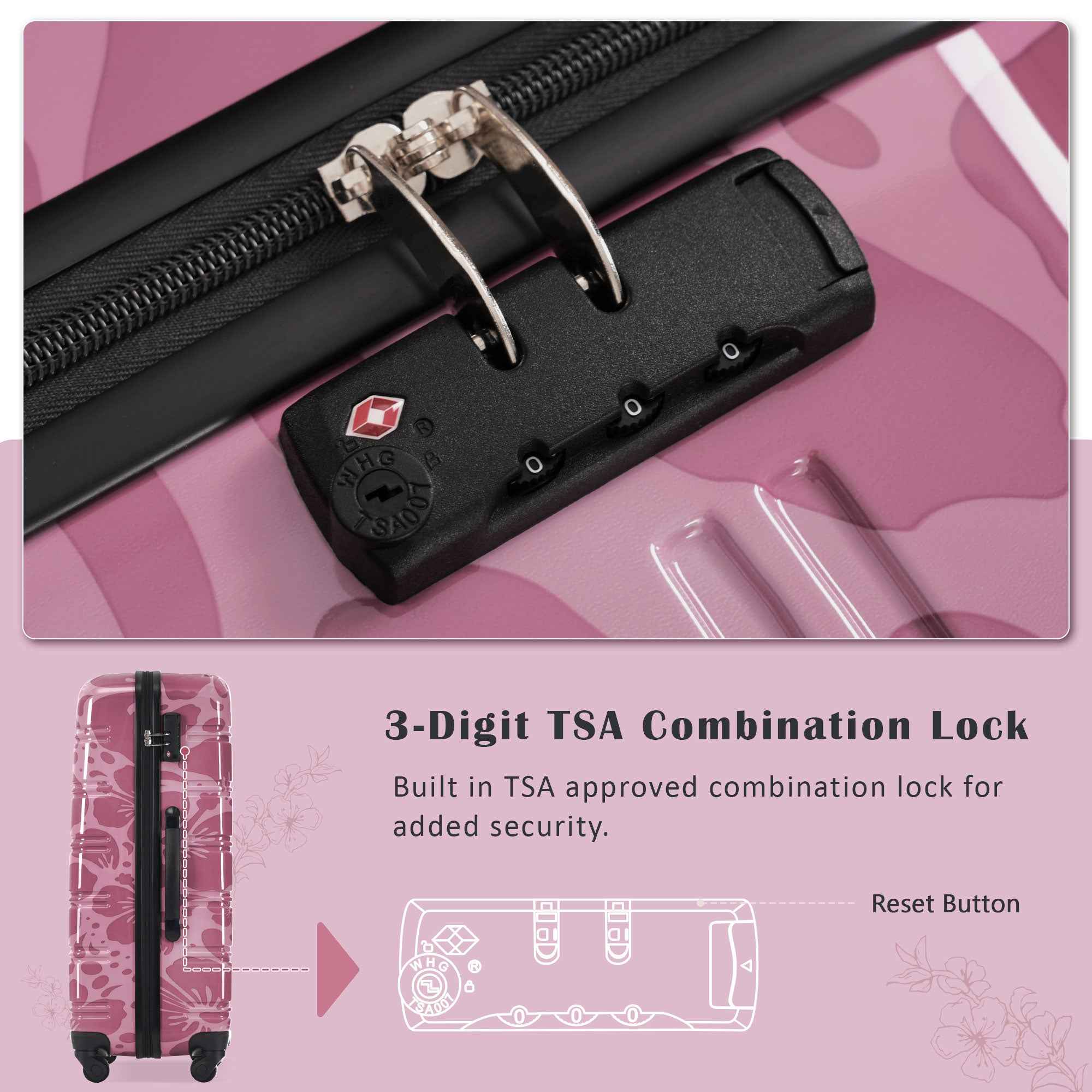 Hardshell Luggage Sets 3 pcs Spinner Suitcase with TSA Lock Lightweight-20'+24'+28' Luggages