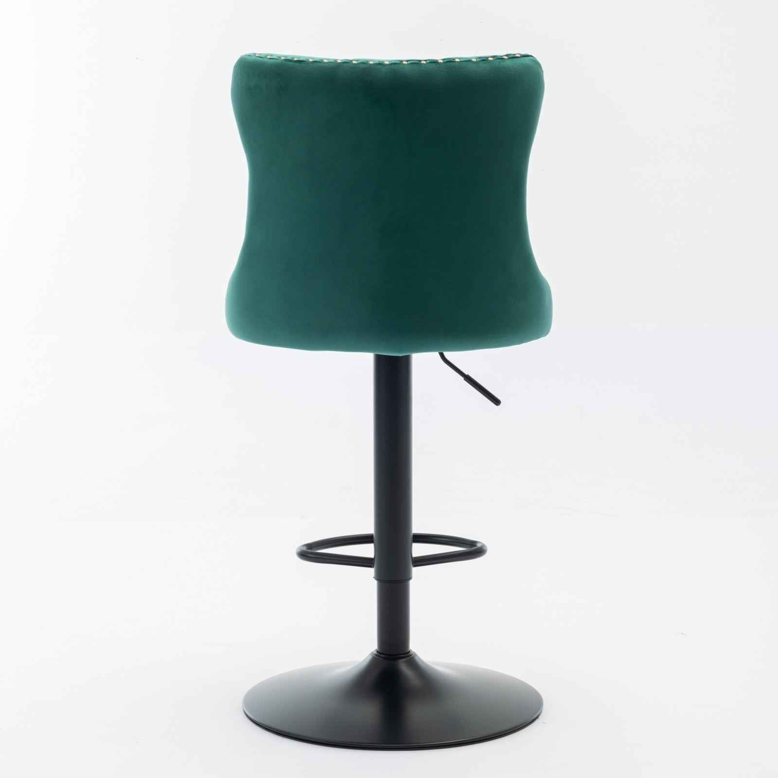 Swivel Velvet Barstools Adjusatble Seat Height from 25-33 Inch,17.7inch base, Modern Upholstered Bar Stools with Backs Comfortable Tufted for Home Pub and Kitchen Island,Green,Set of 2,SW1812GN